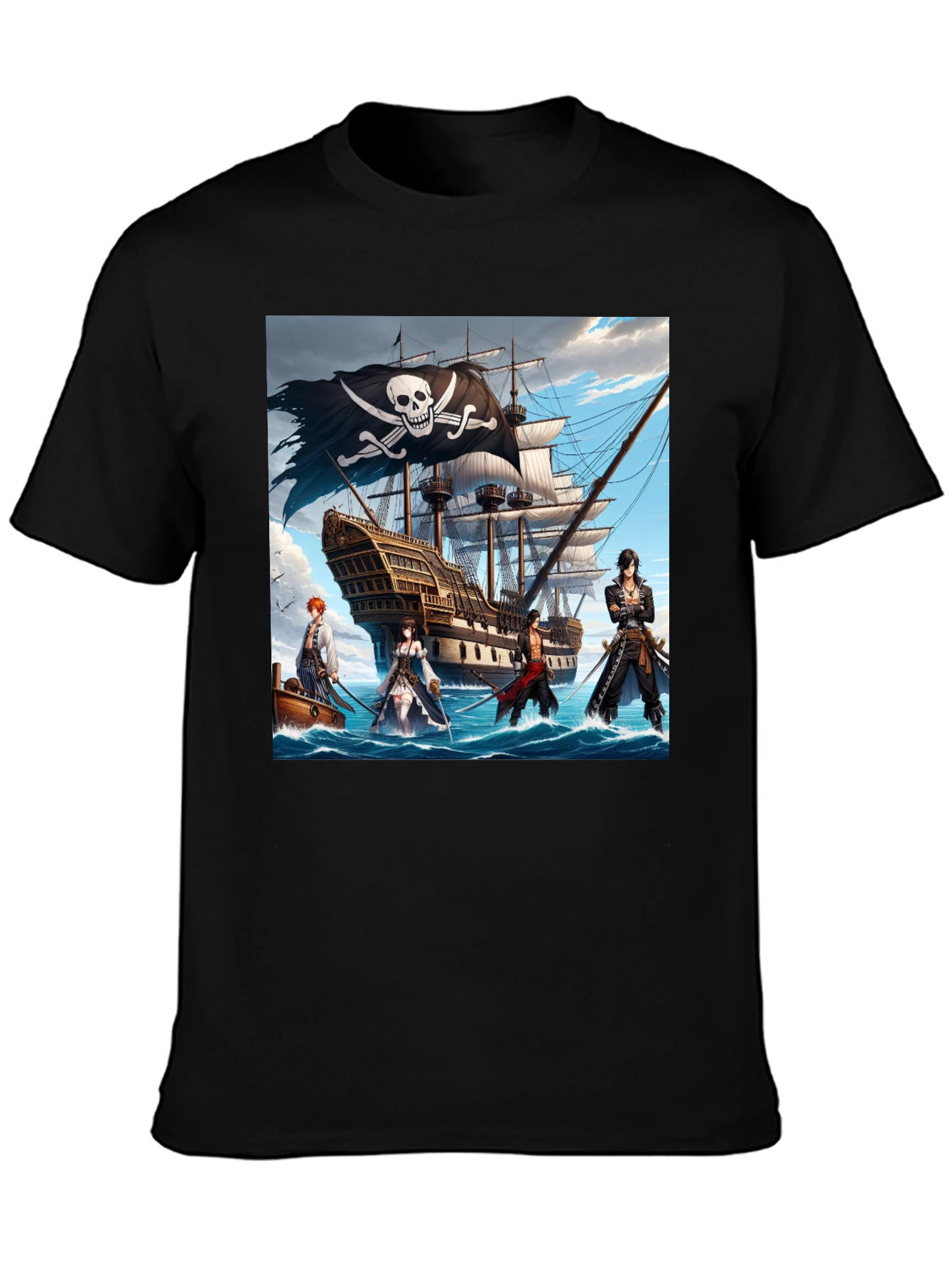 Pirate Anime T-Shirt - Black Cotton Tee