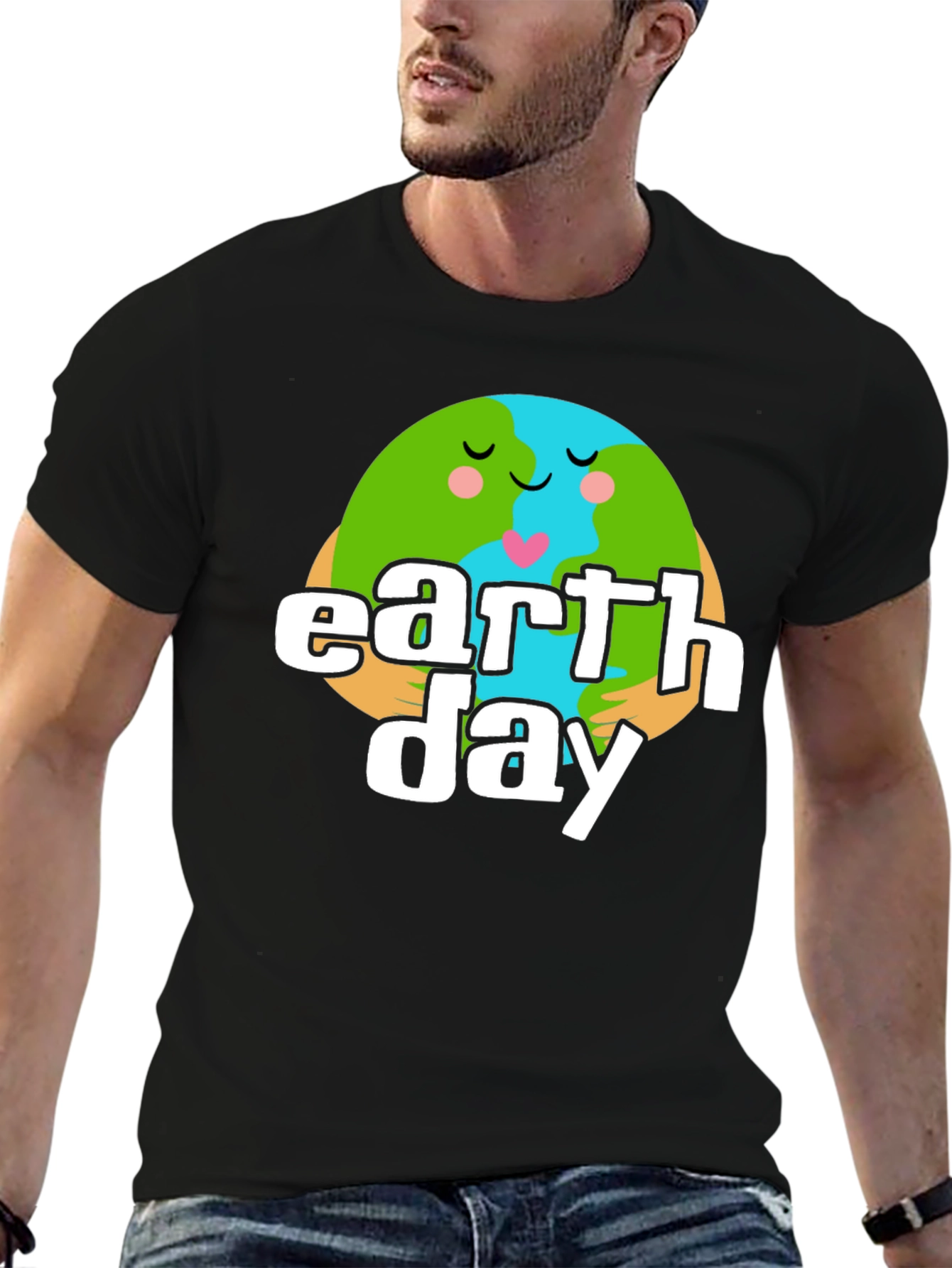 Earth Day Graphic T-Shirt - Black Cotton Tee