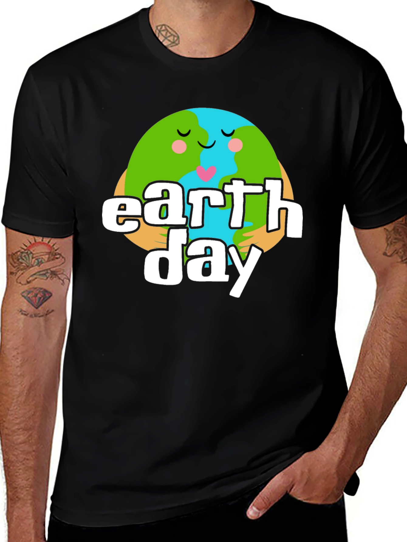 Earth Day Graphic T-Shirt - Black Cotton Tee