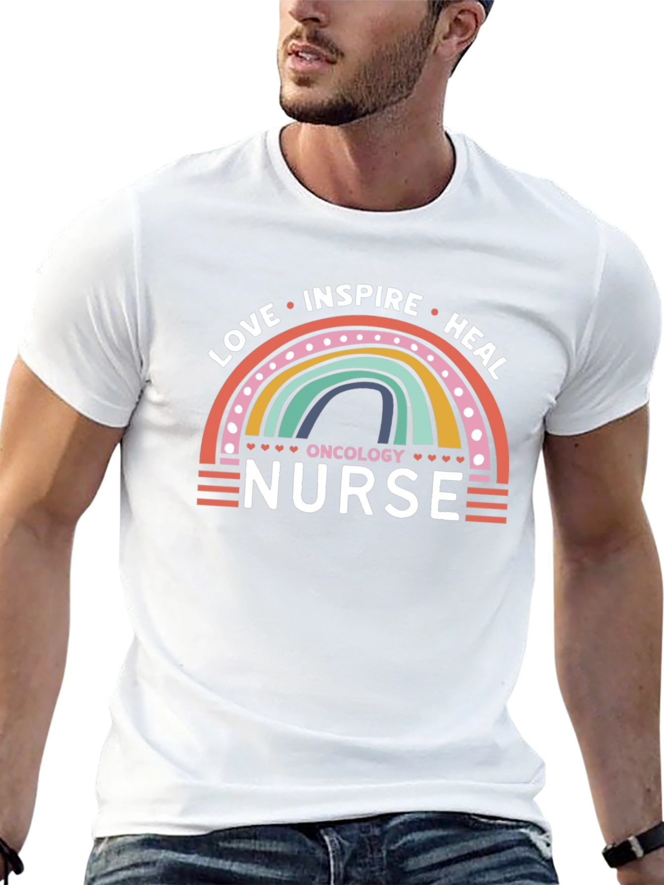 Oncology Nurse Rainbow Graphic T-Shirt