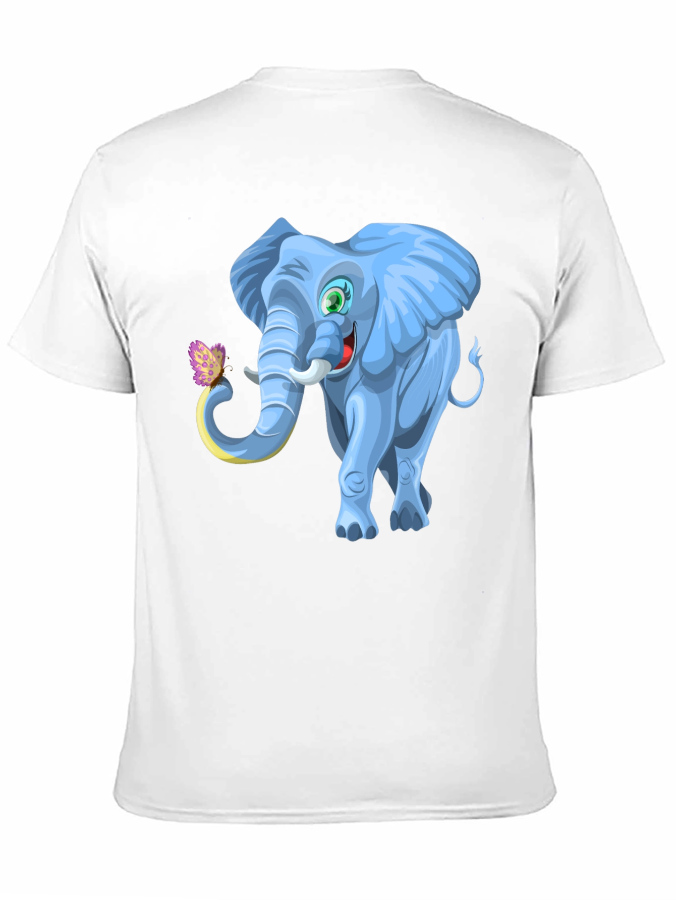 Cartoon Elephant Graphic Tee - Black Cotton Blend