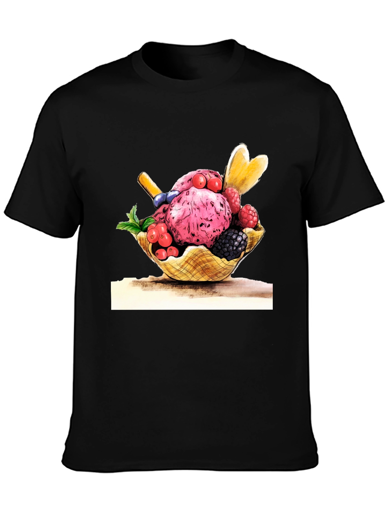 Ice Cream Graphic Black T-Shirt