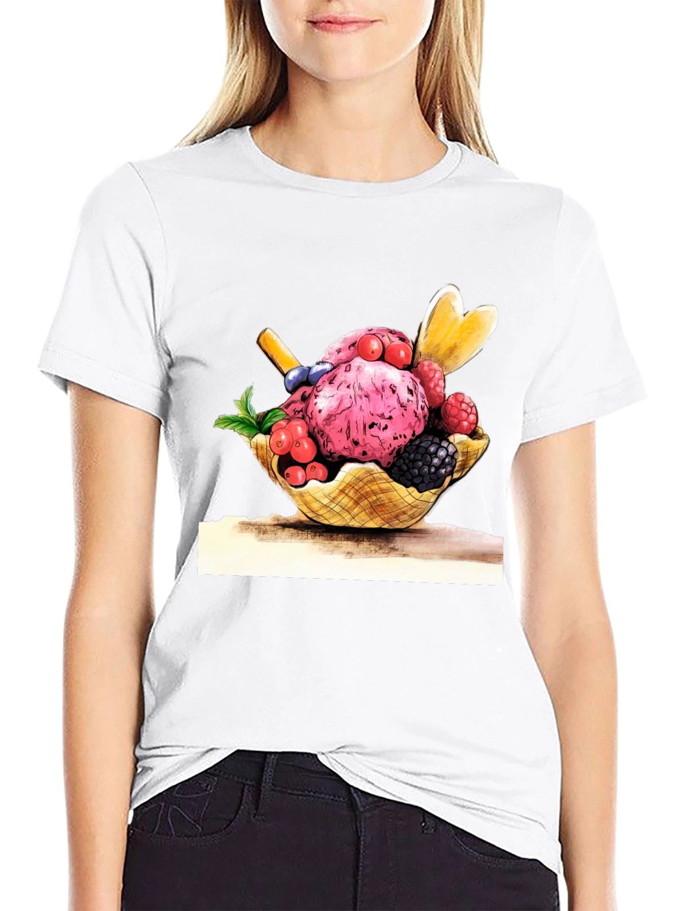 Ice Cream Graphic Black T-Shirt