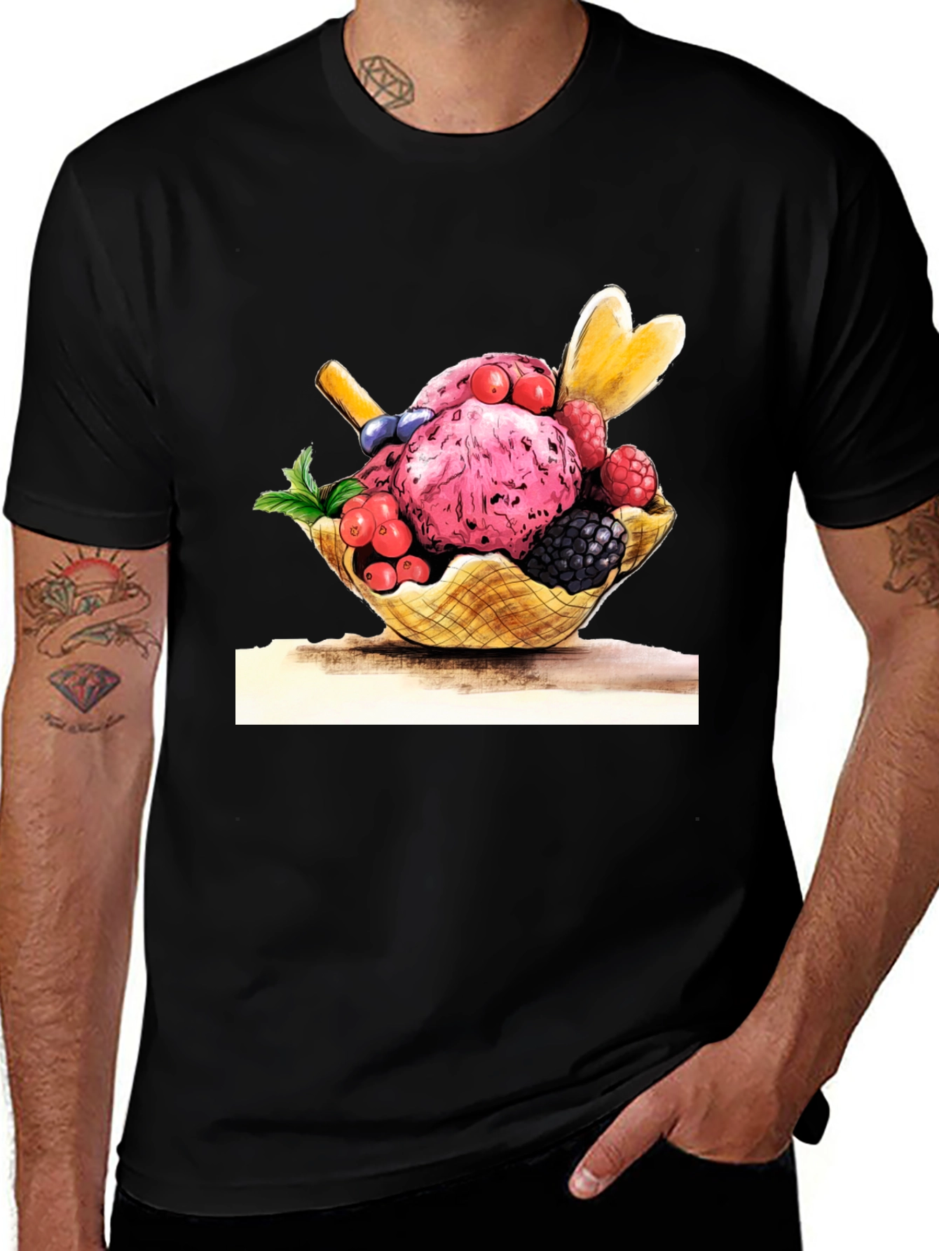 Ice Cream Graphic Black T-Shirt