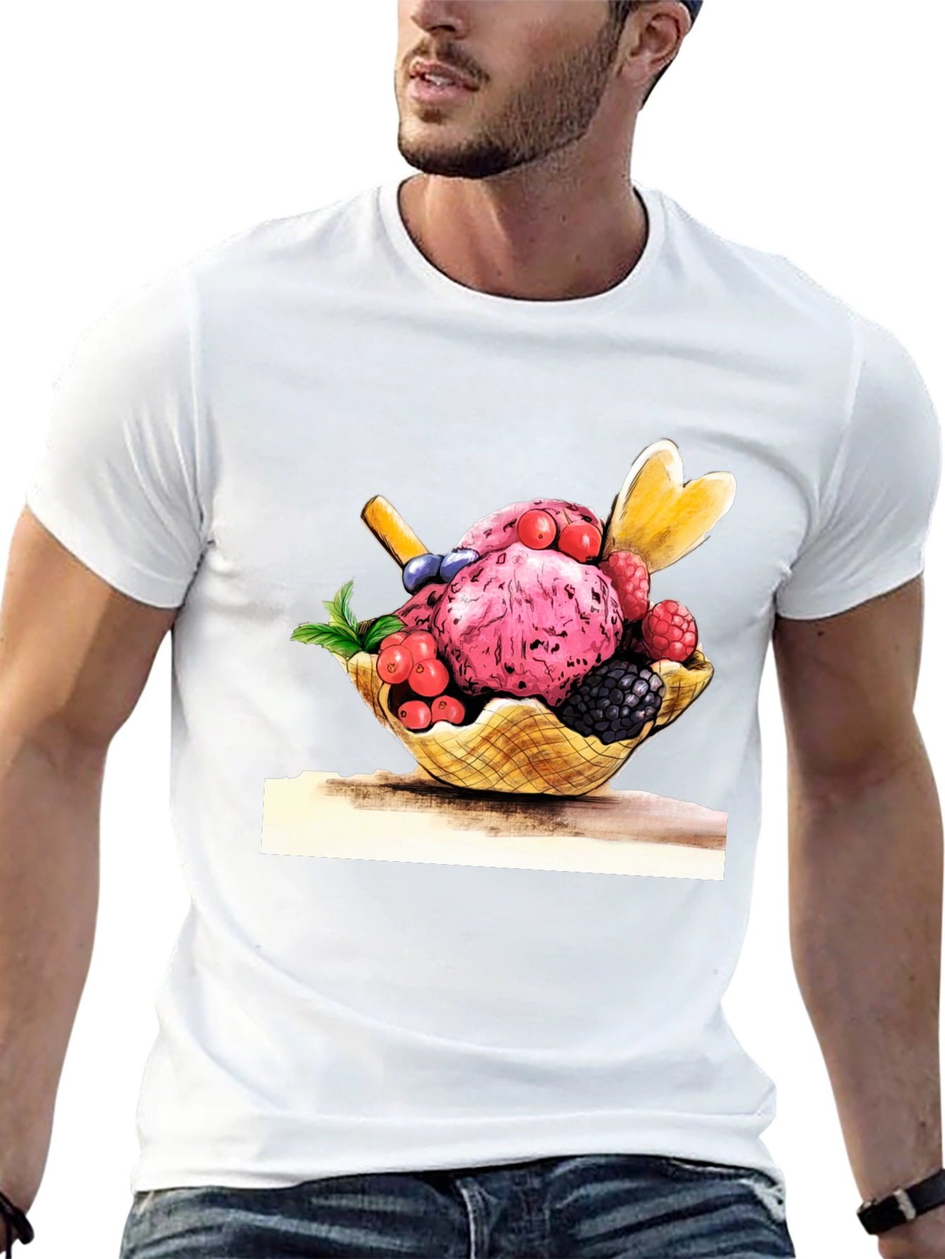Ice Cream Graphic Black T-Shirt