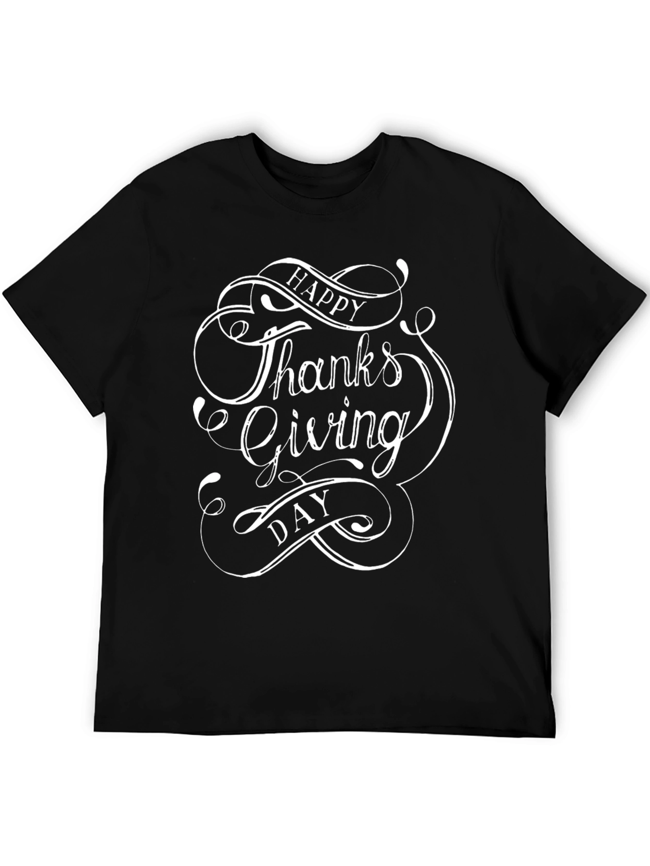 Happy Thanksgiving Day Graphic Tee - Black