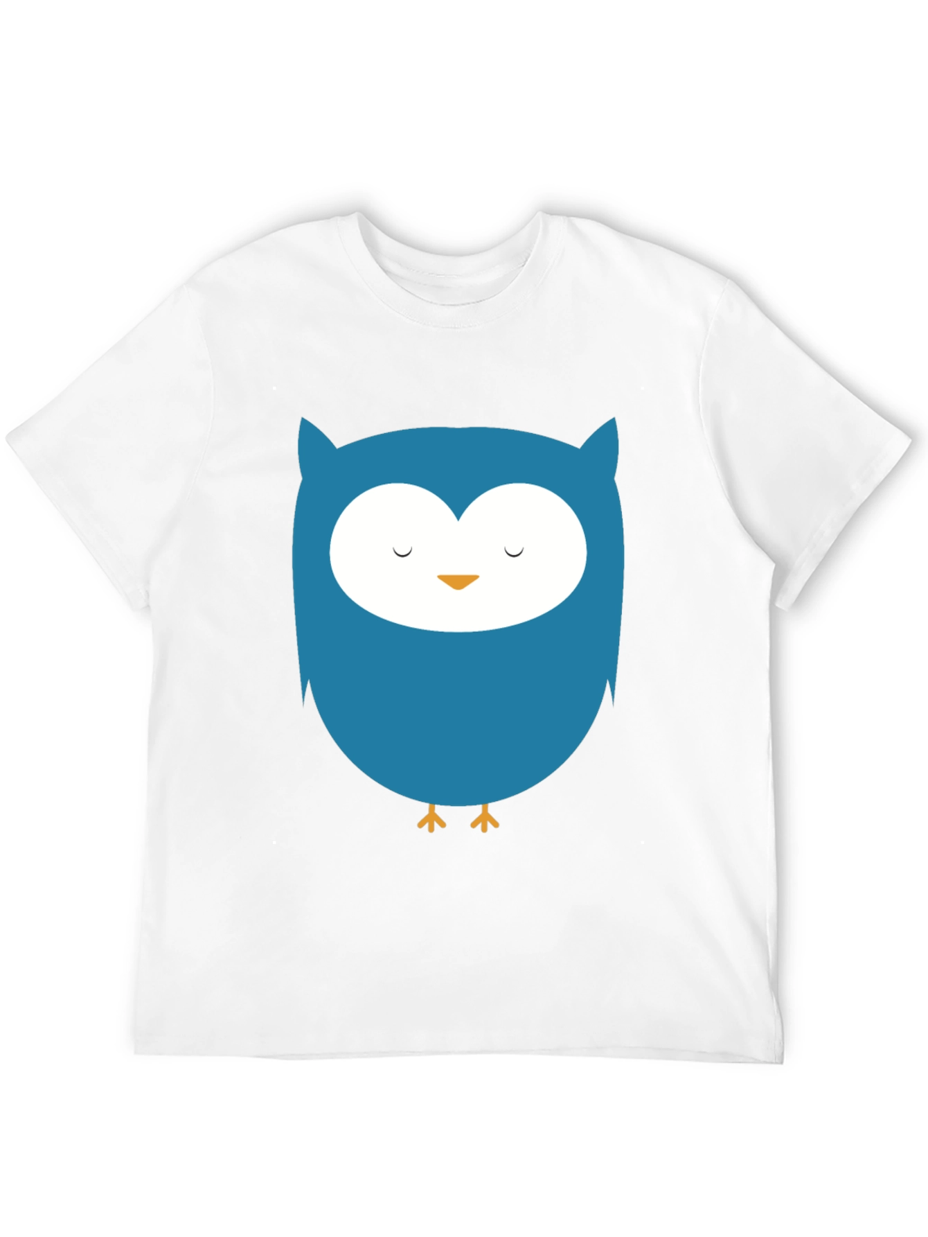 Cute Blue Owl Graphic Black T-Shirt