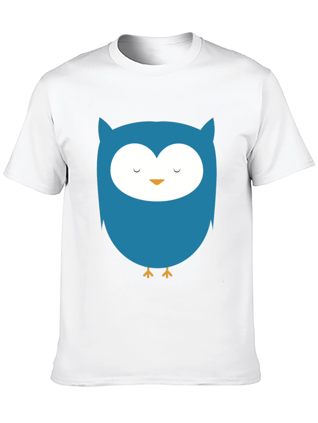Cute Blue Owl Graphic Black T-Shirt