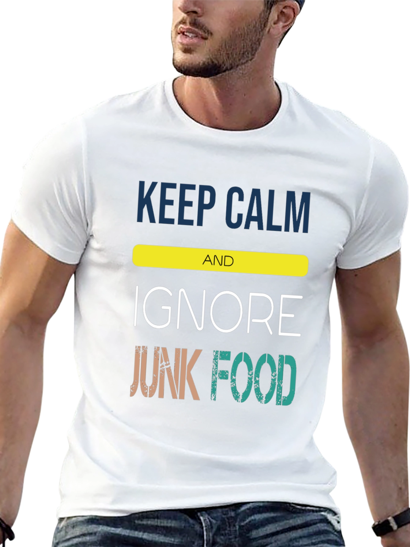 Keep Calm Ignore Junk Food Black Tee