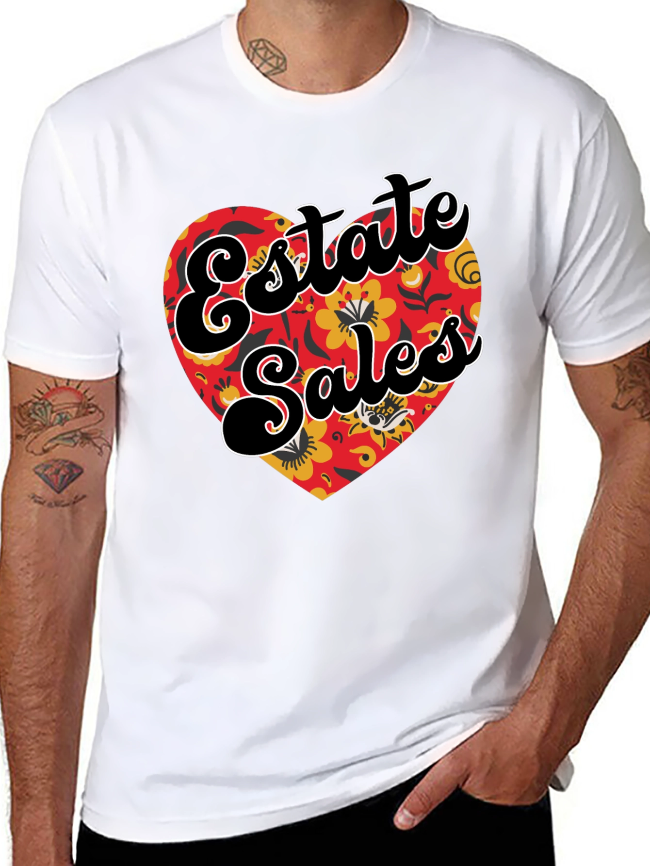 Estate Sales Floral Heart Graphic T-Shirt