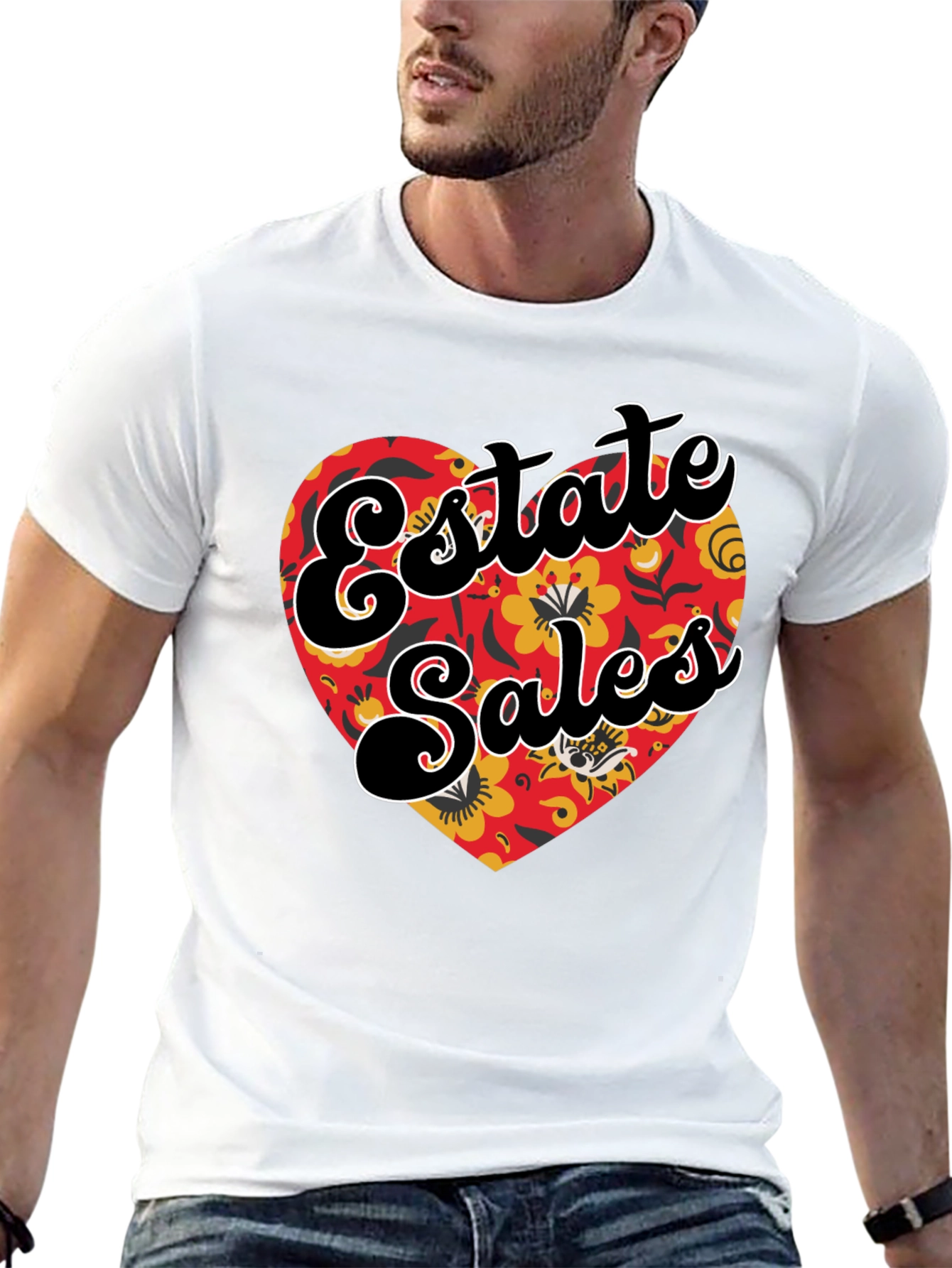 Estate Sales Floral Heart Graphic T-Shirt