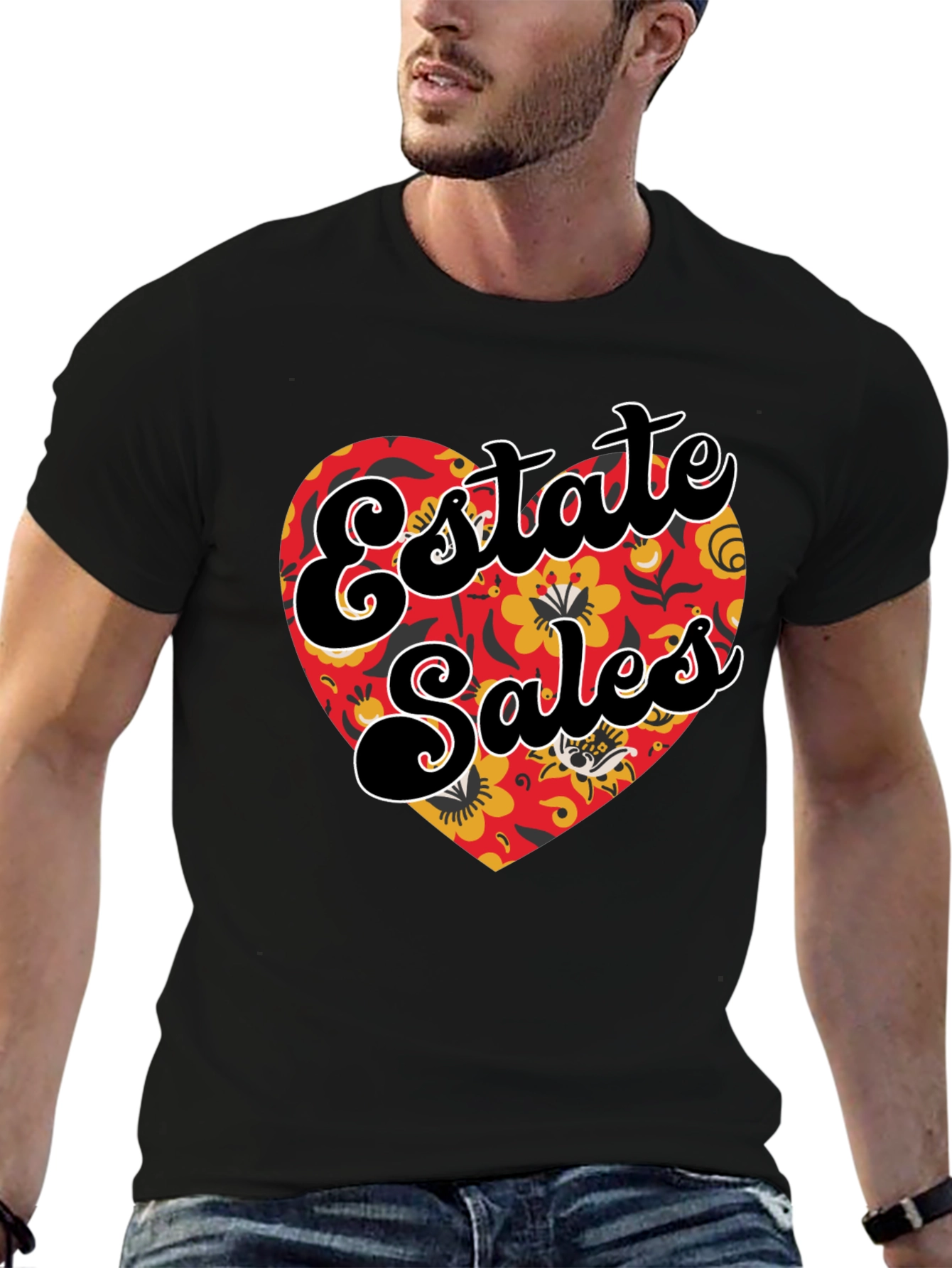 Estate Sales Floral Heart Graphic T-Shirt