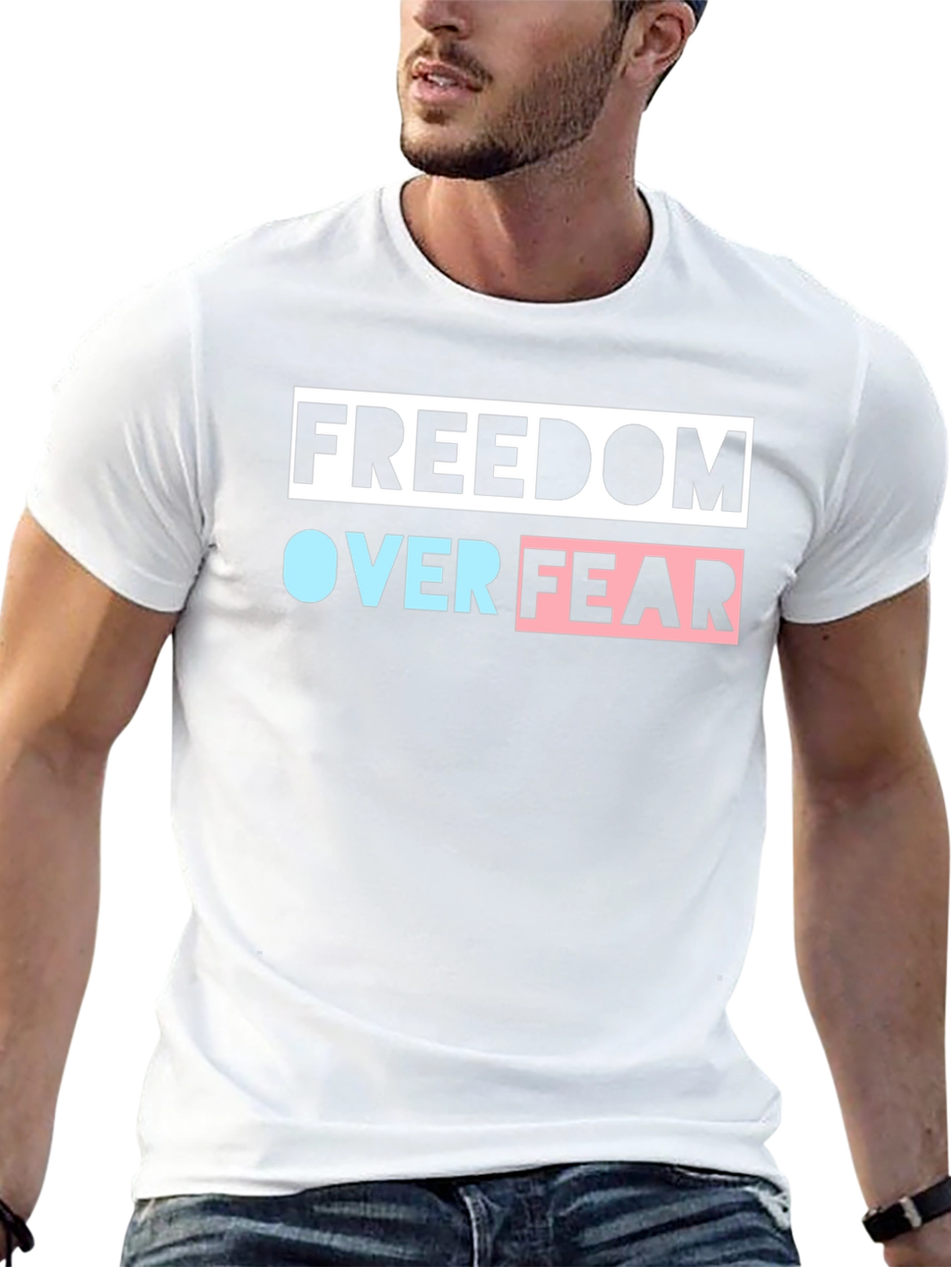Freedom Over Fear Graphic Tee - Black Cotton Blend