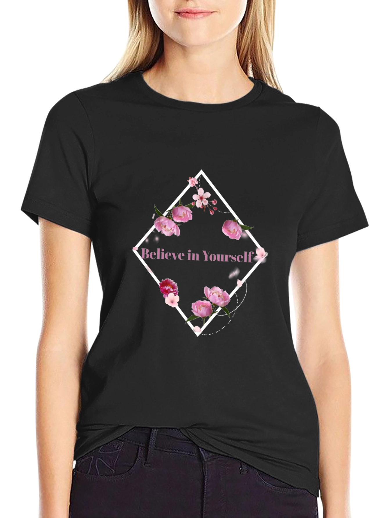 Believe in Yourself Floral Graphic T-Shirt