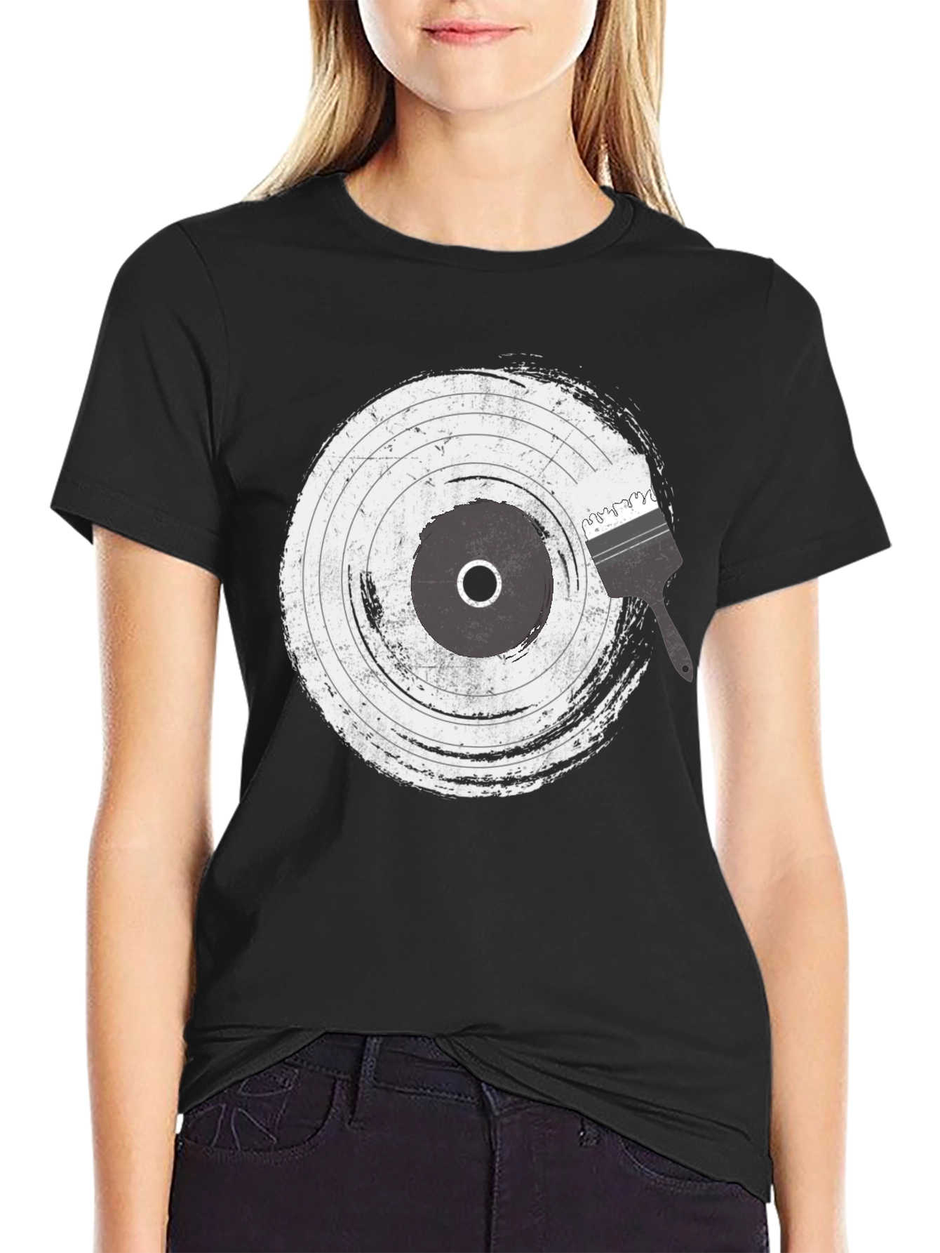 Vinyl Record Brush Stroke Graphic T-Shirt