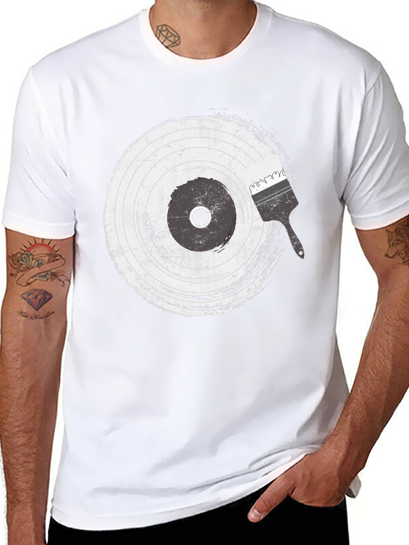 Vinyl Record Brush Stroke Graphic T-Shirt