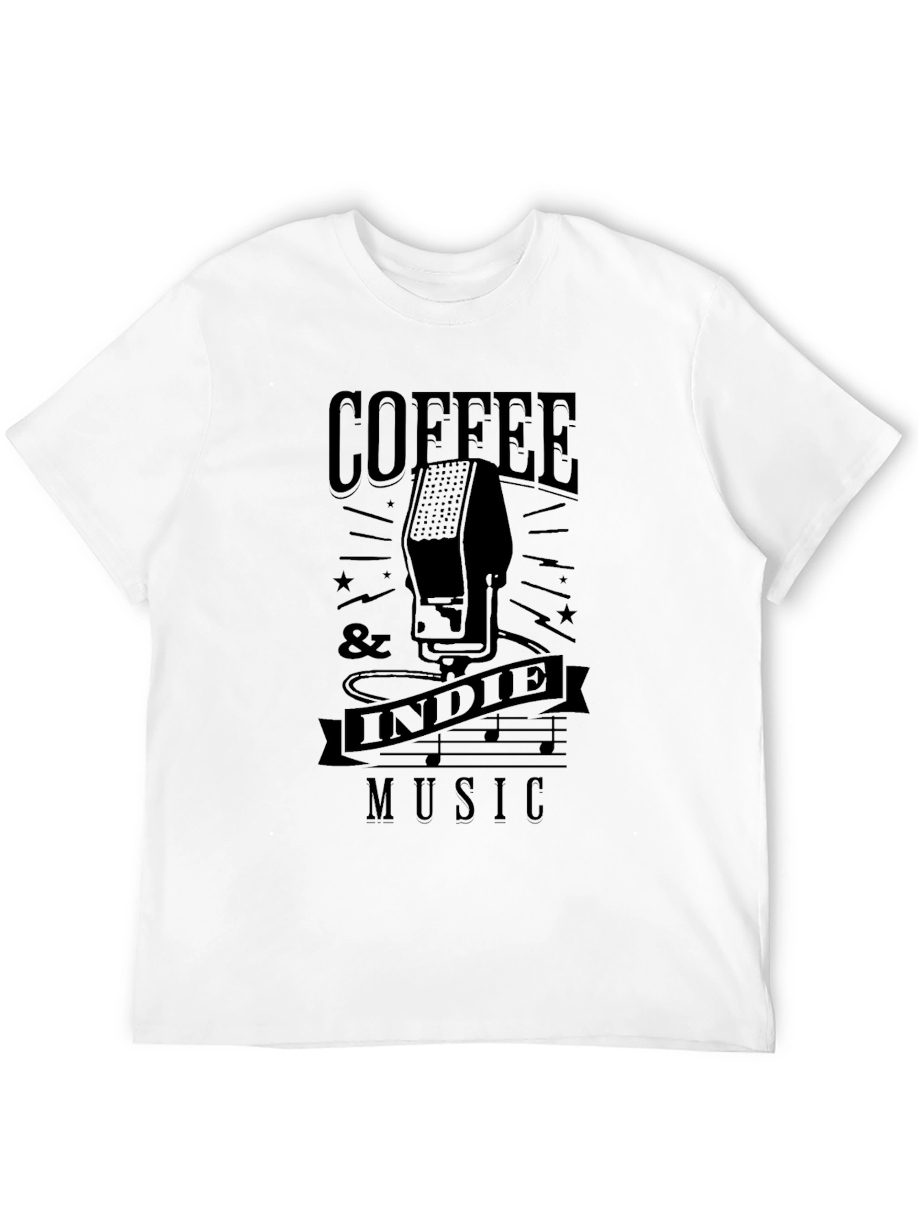 Coffee & Indie Music Graphic Tee - Black T-Shirt