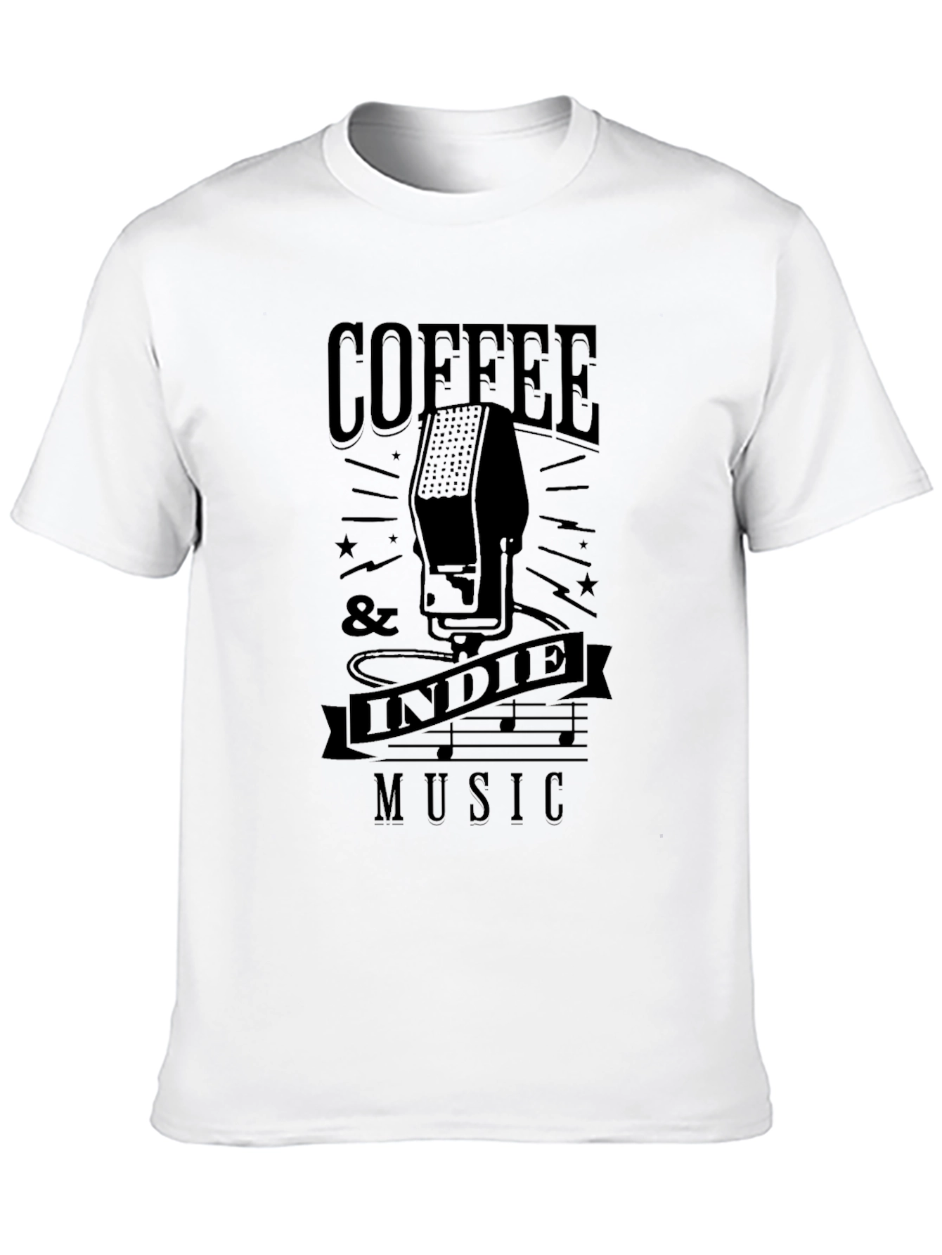 Coffee & Indie Music Graphic Tee - Black T-Shirt