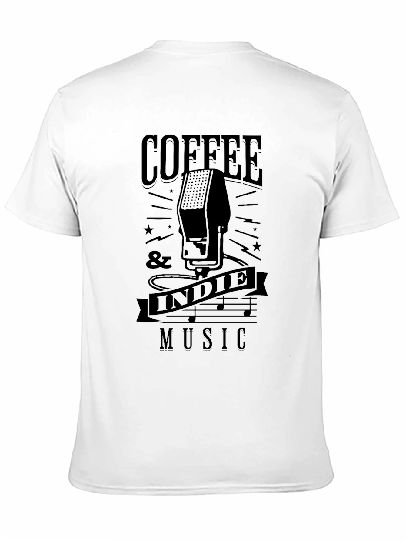 Coffee & Indie Music Graphic Tee - Black T-Shirt