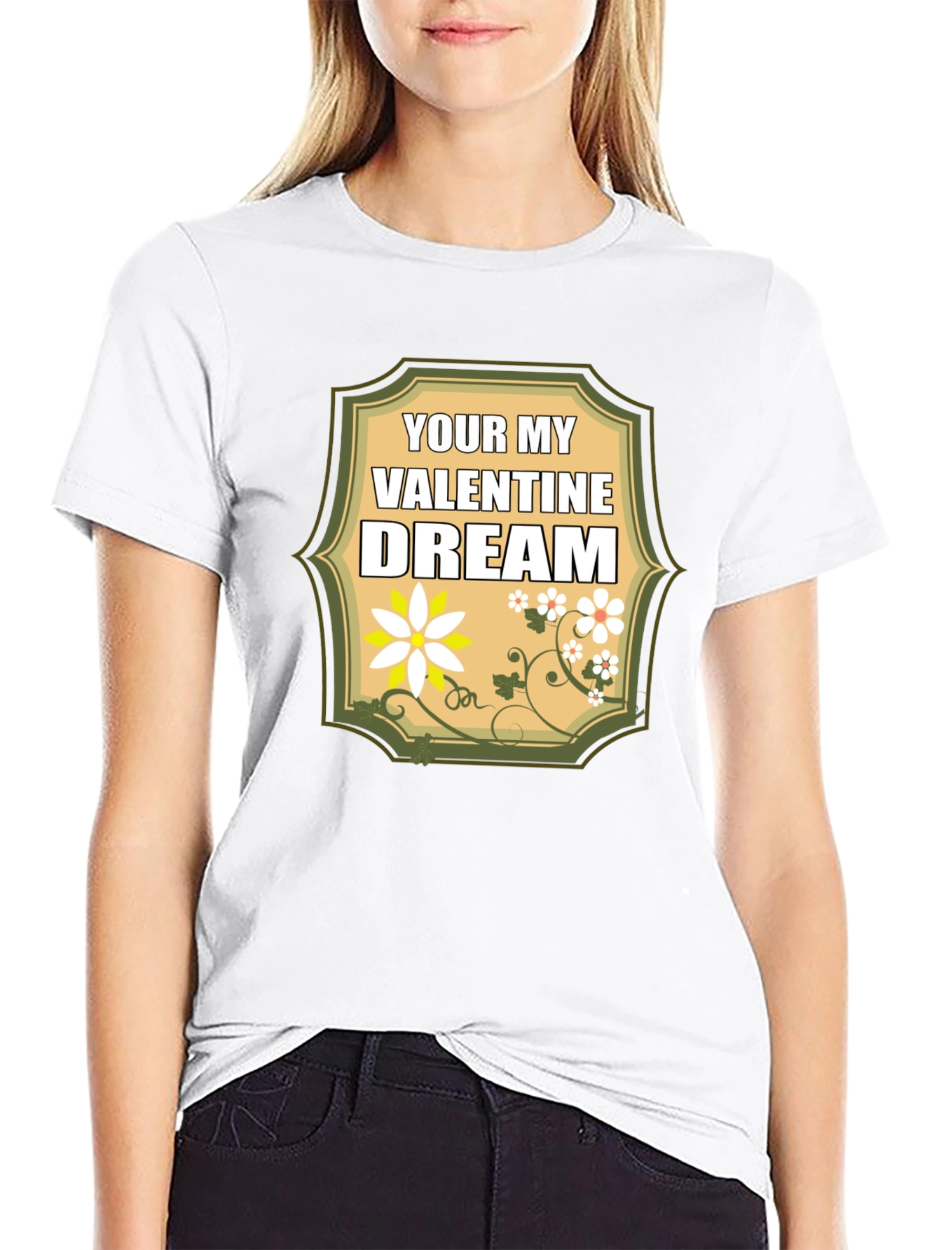 Valentine Dream T-Shirt: Floral Heartfelt Design