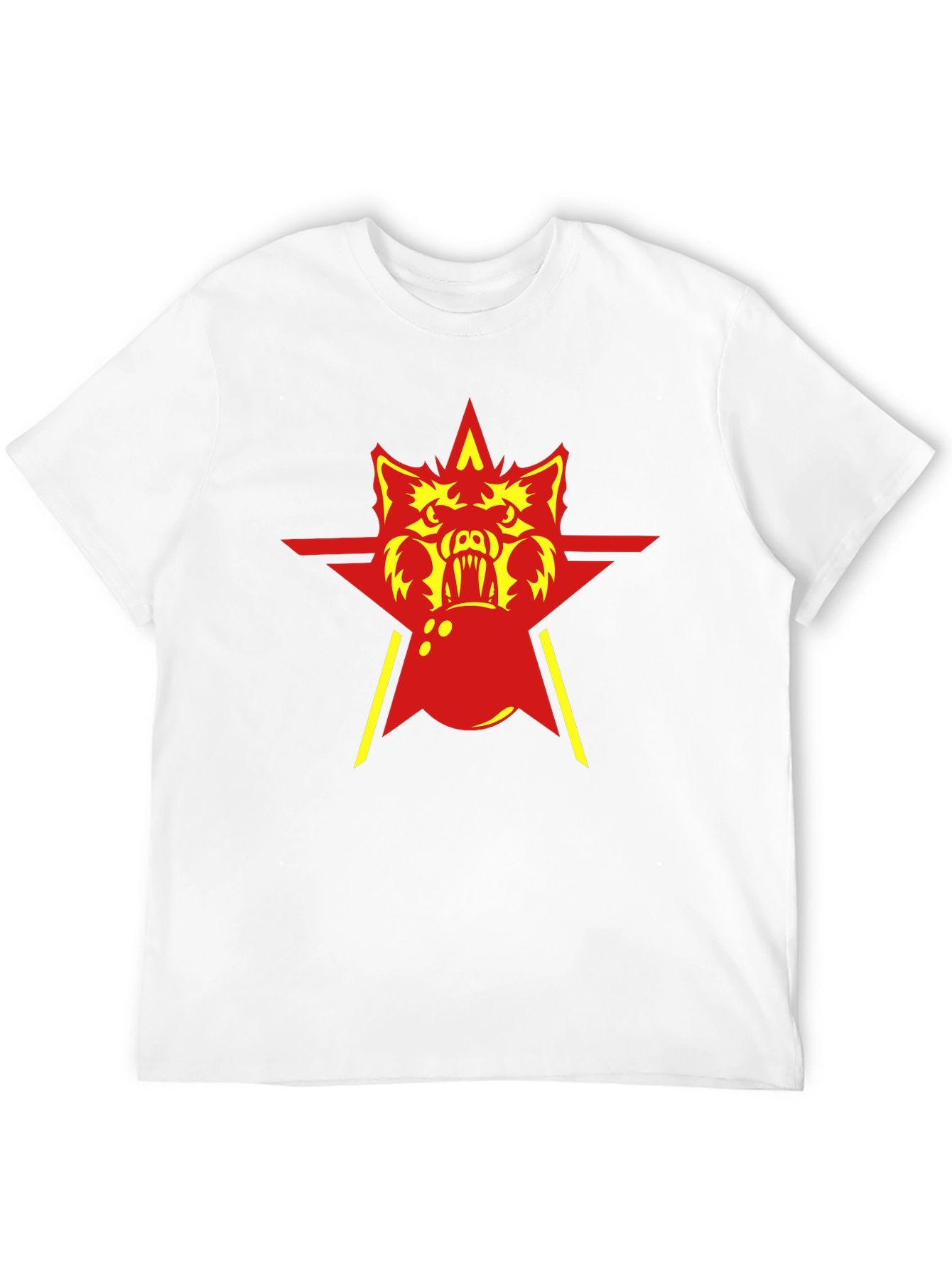 Red Star Wolf Graphic Black T-Shirt