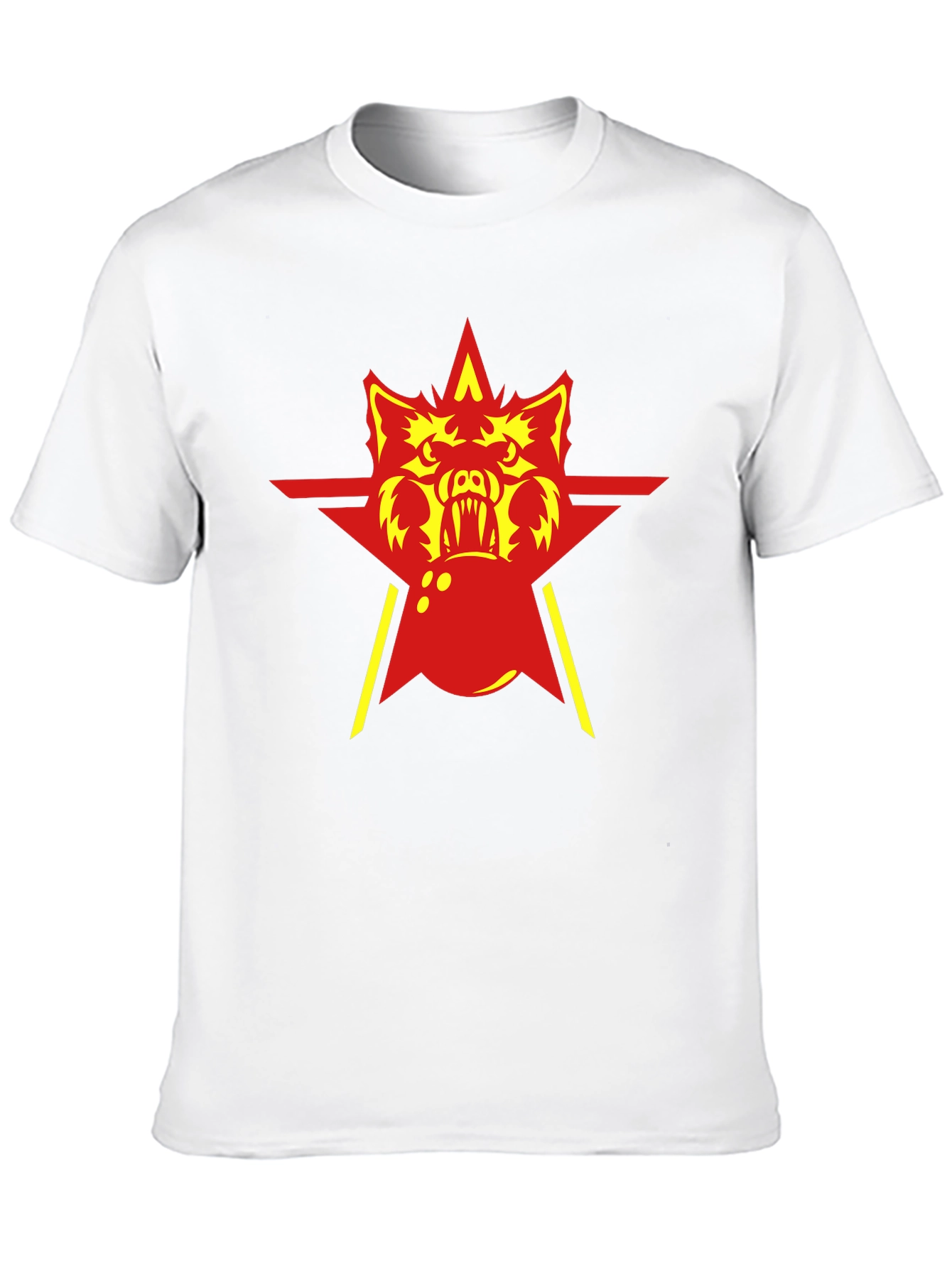 Red Star Wolf Graphic Black T-Shirt