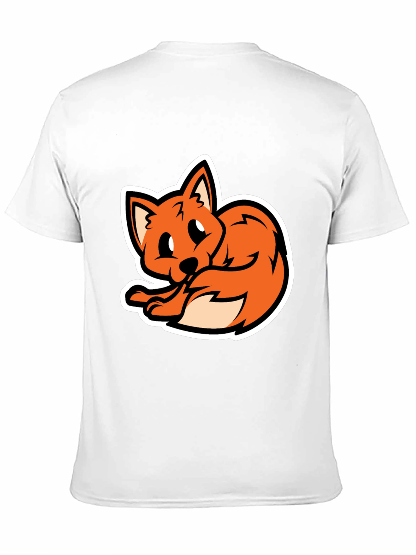 Cartoon Fox Graphic Tee - Soft Black T-Shirt