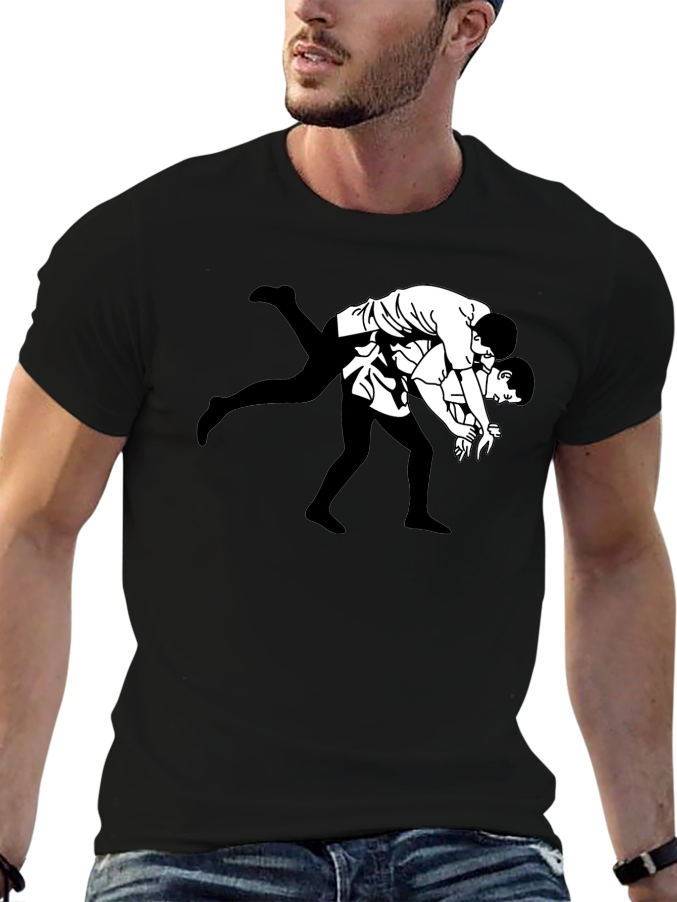 Wrestling Graphic Tee - Black