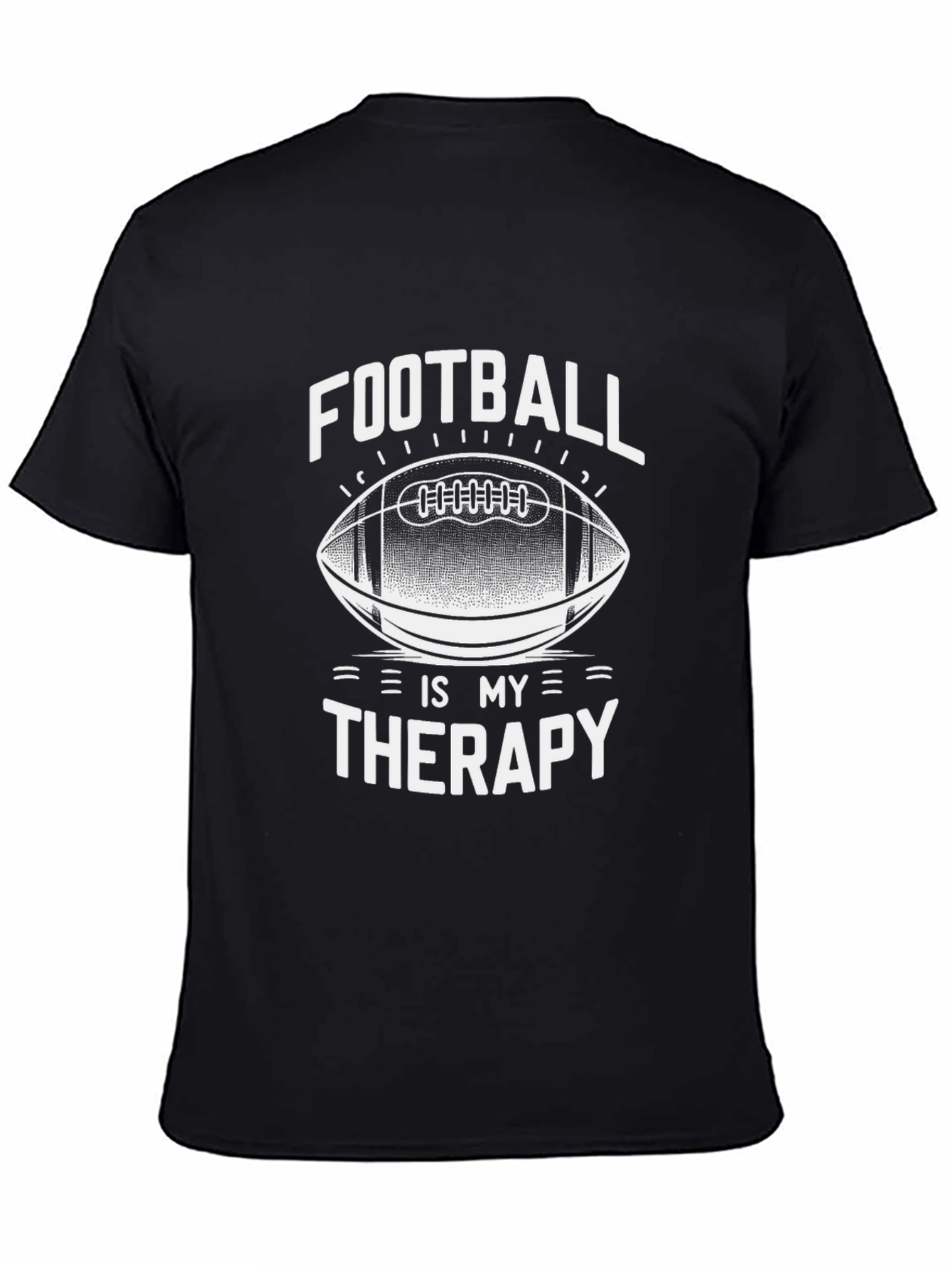 Football is My Therapy Black Graphic T-Shirt