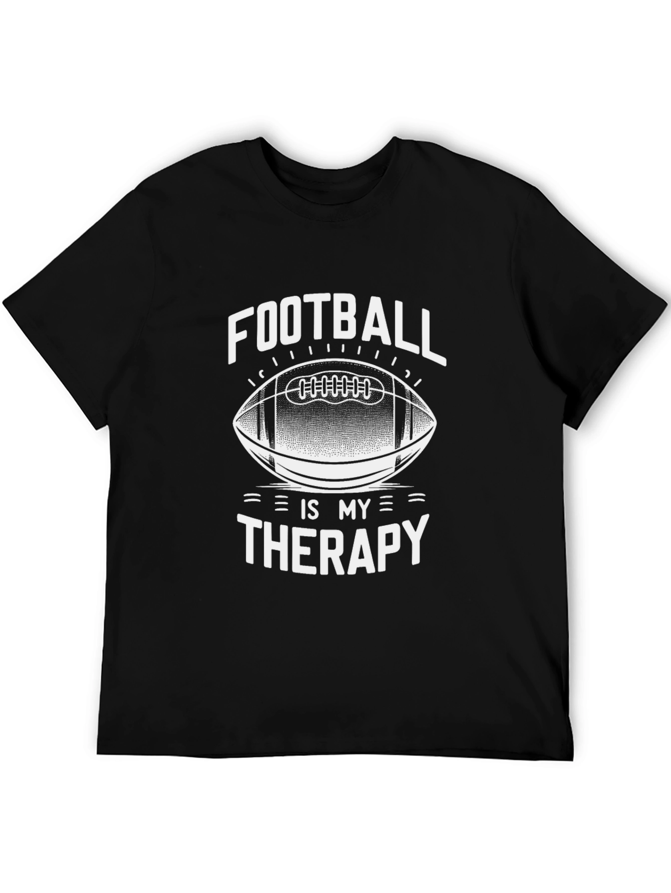 Football is My Therapy Black Graphic T-Shirt