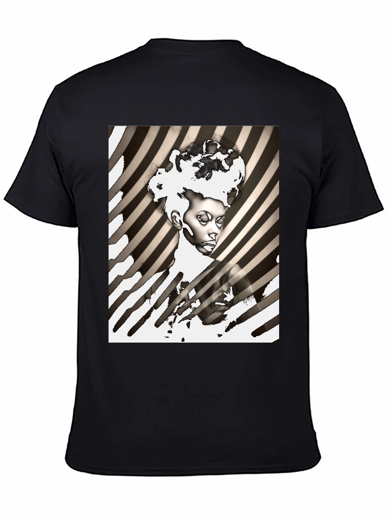 Striking Graphic Print Tee - Monochrome Art