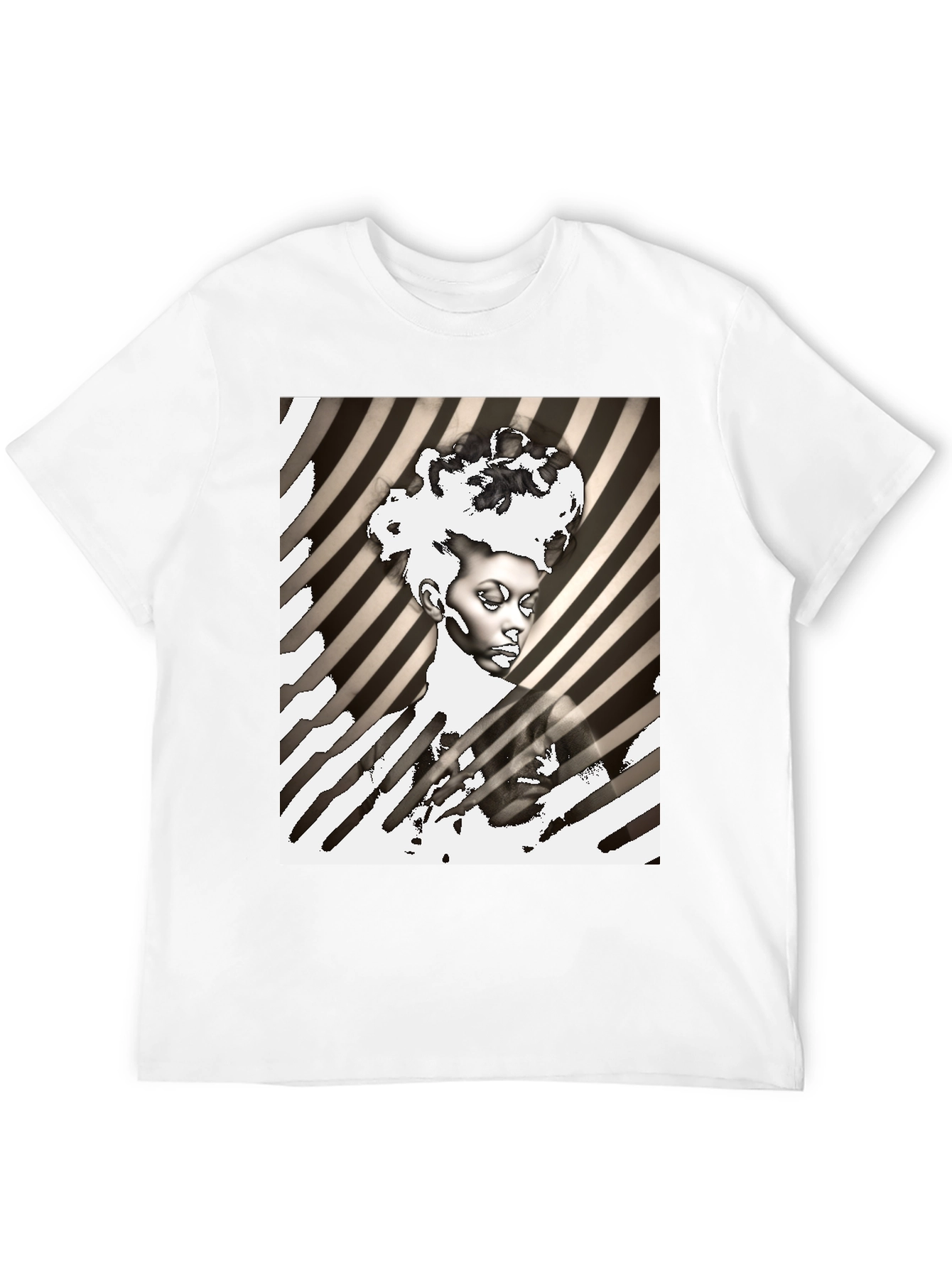 Striking Graphic Print Tee - Monochrome Art