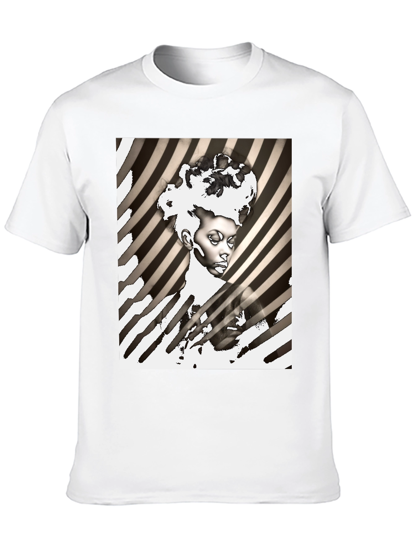 Striking Graphic Print Tee - Monochrome Art