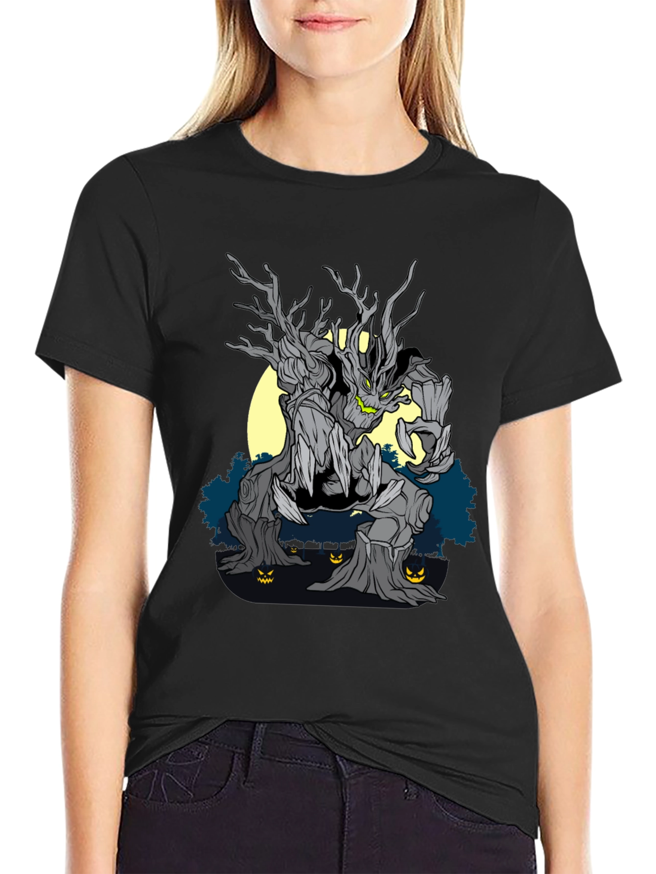 Mens Halloween Tree Monster Graphic Tee