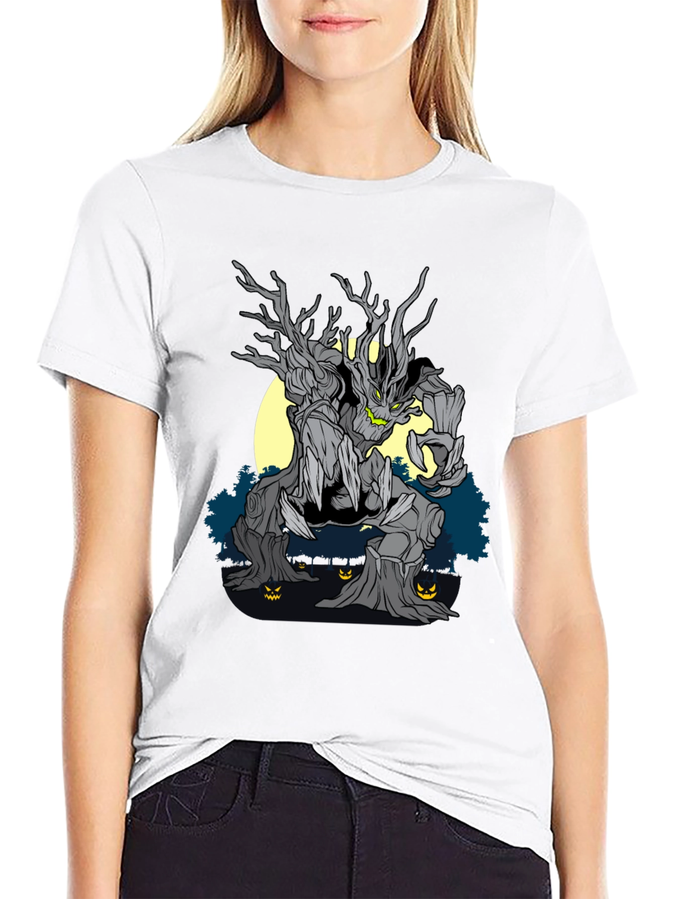 Mens Halloween Tree Monster Graphic Tee