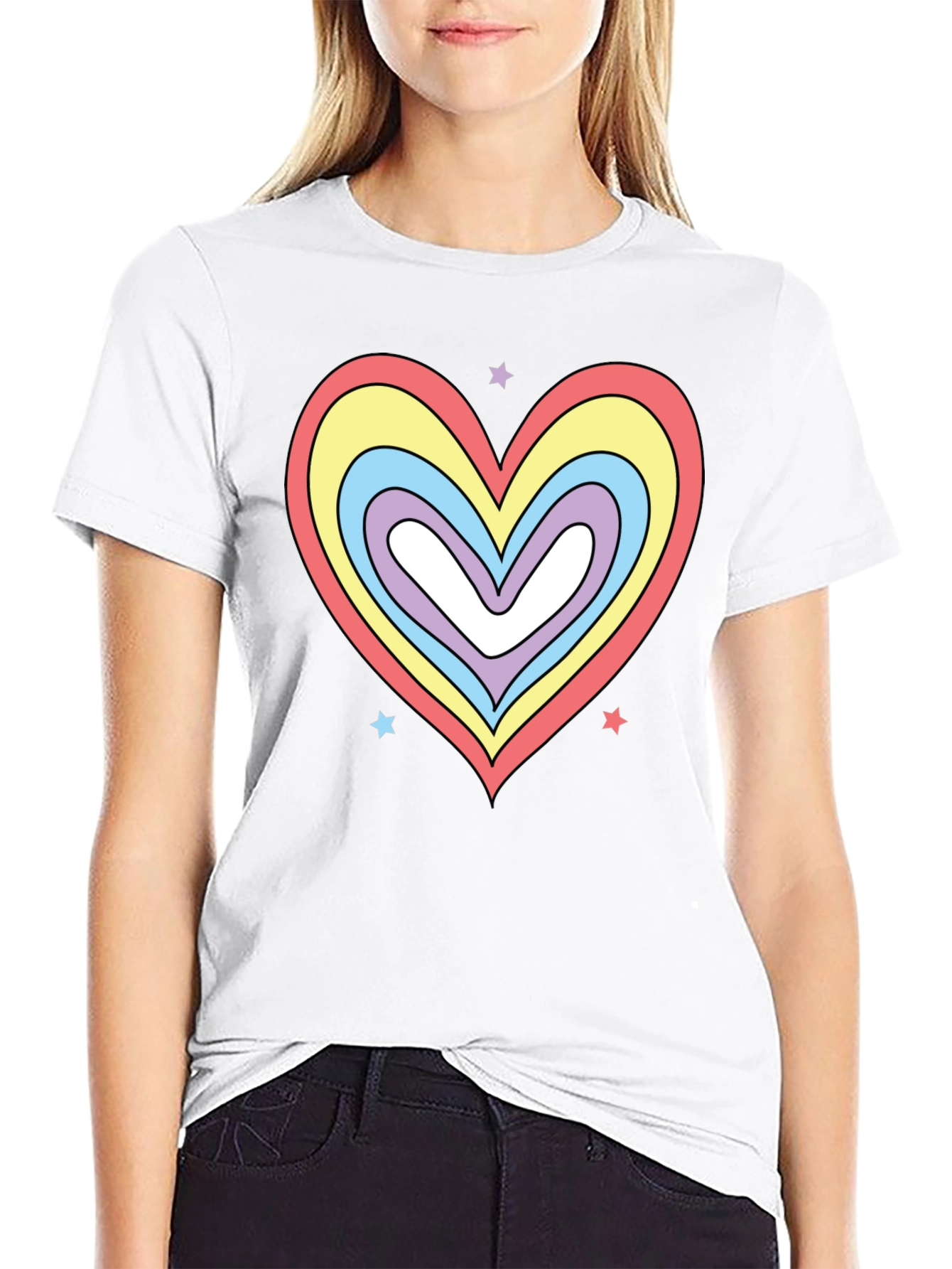 Rainbow Heart Graphic Tee - Stylish Casual Shirt