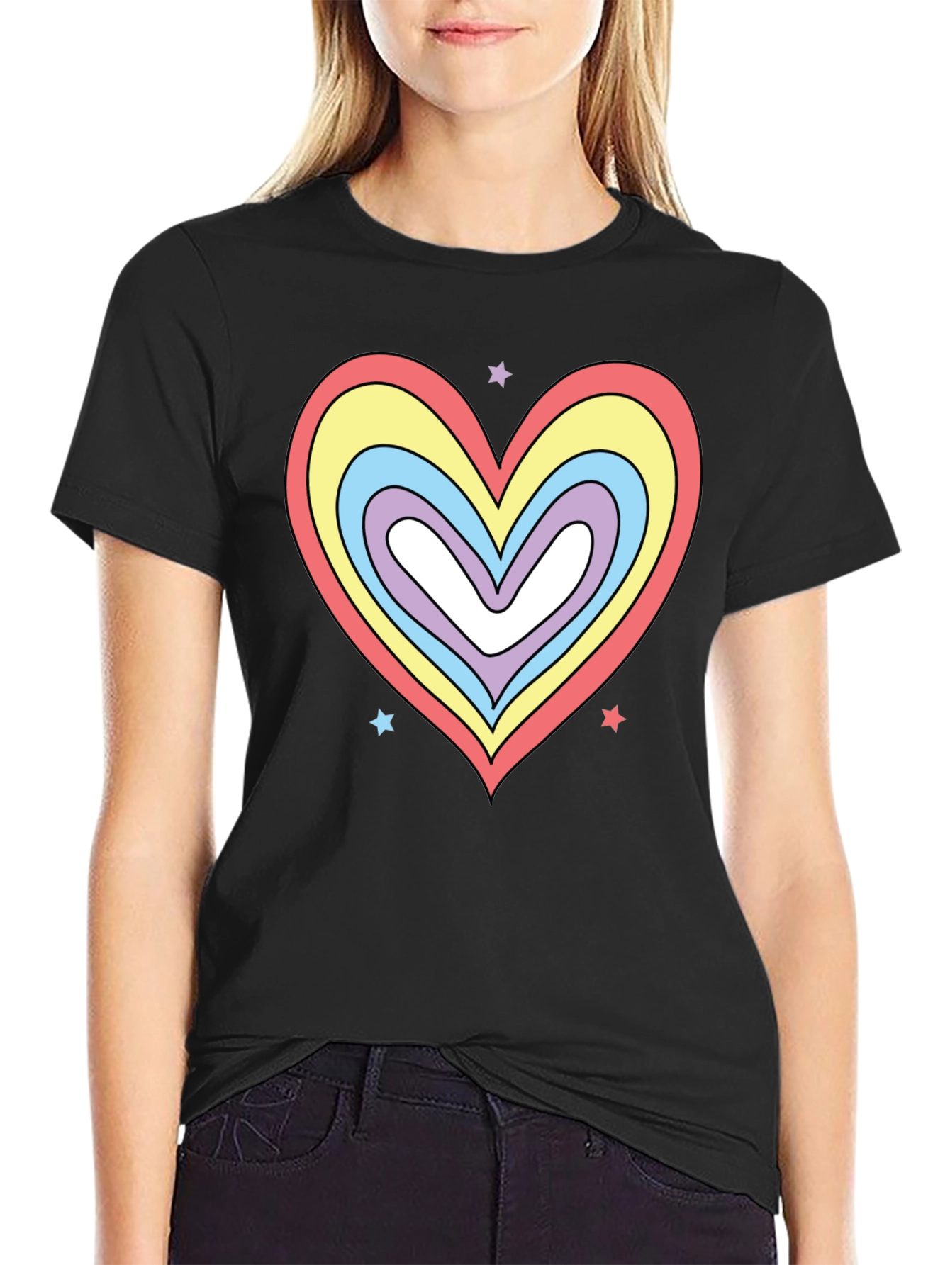 Rainbow Heart Graphic Tee - Stylish Casual Shirt