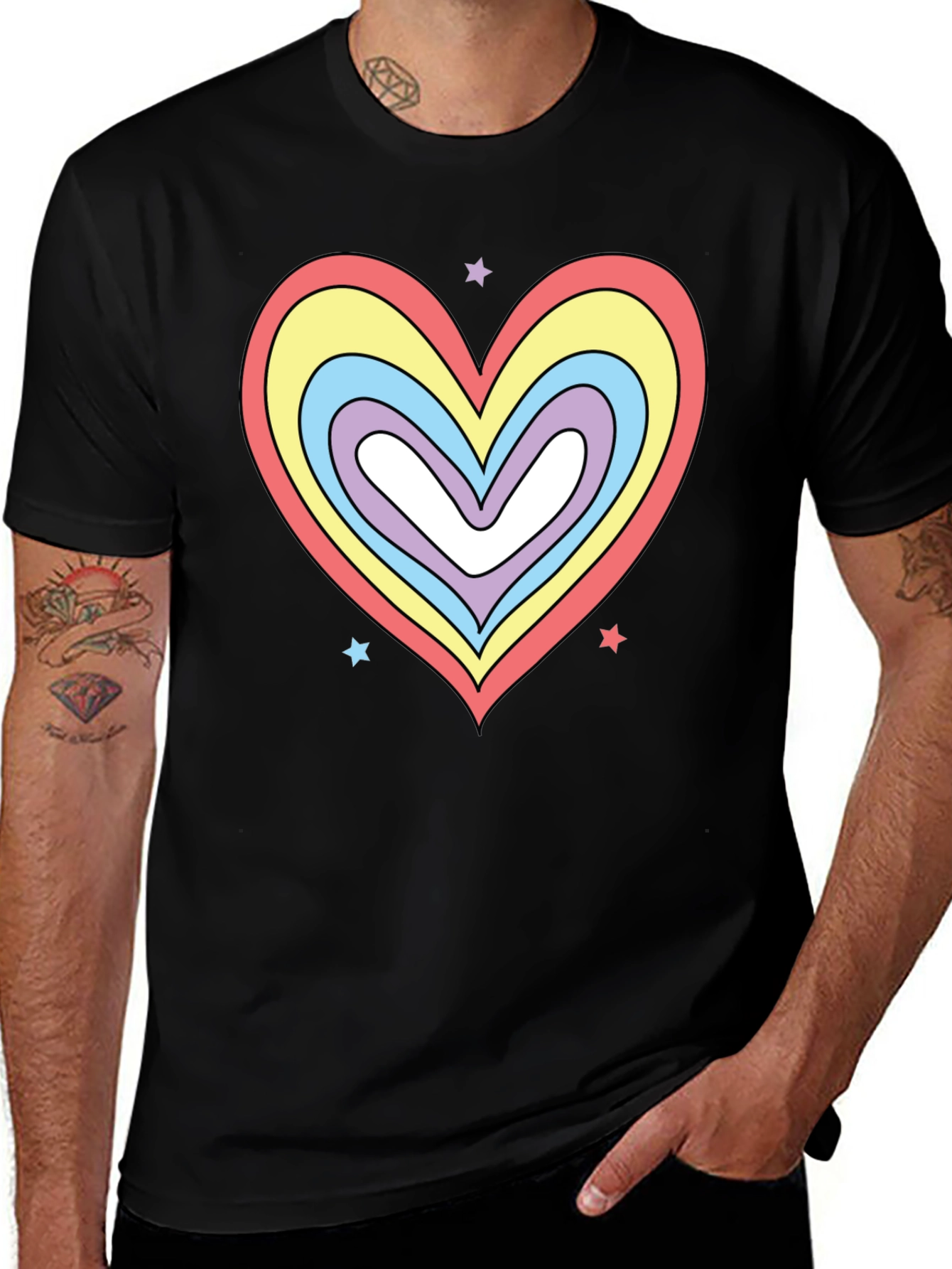 Rainbow Heart Graphic Tee - Stylish Casual Shirt