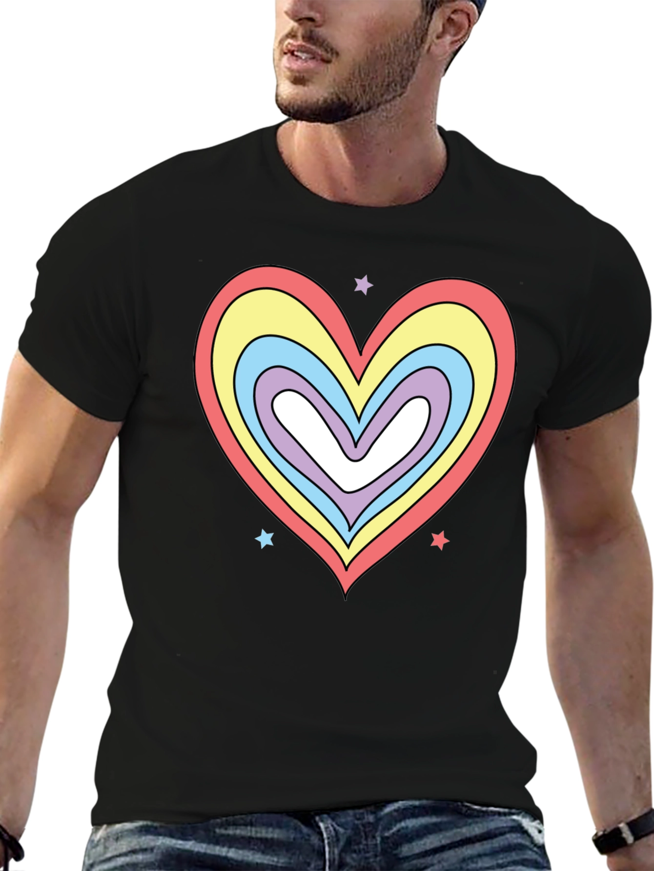 Rainbow Heart Graphic Tee - Stylish Casual Shirt