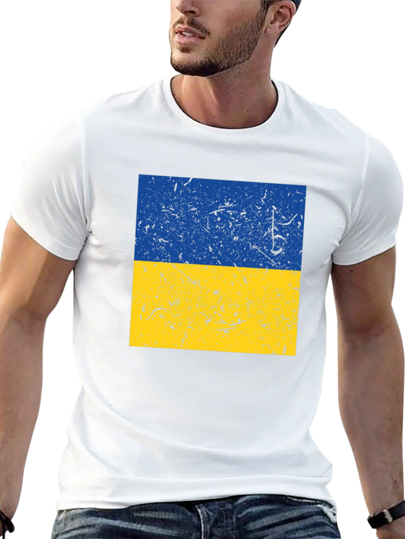 Ukraine Flag T-Shirt Distressed Design Soft Cotton Tee