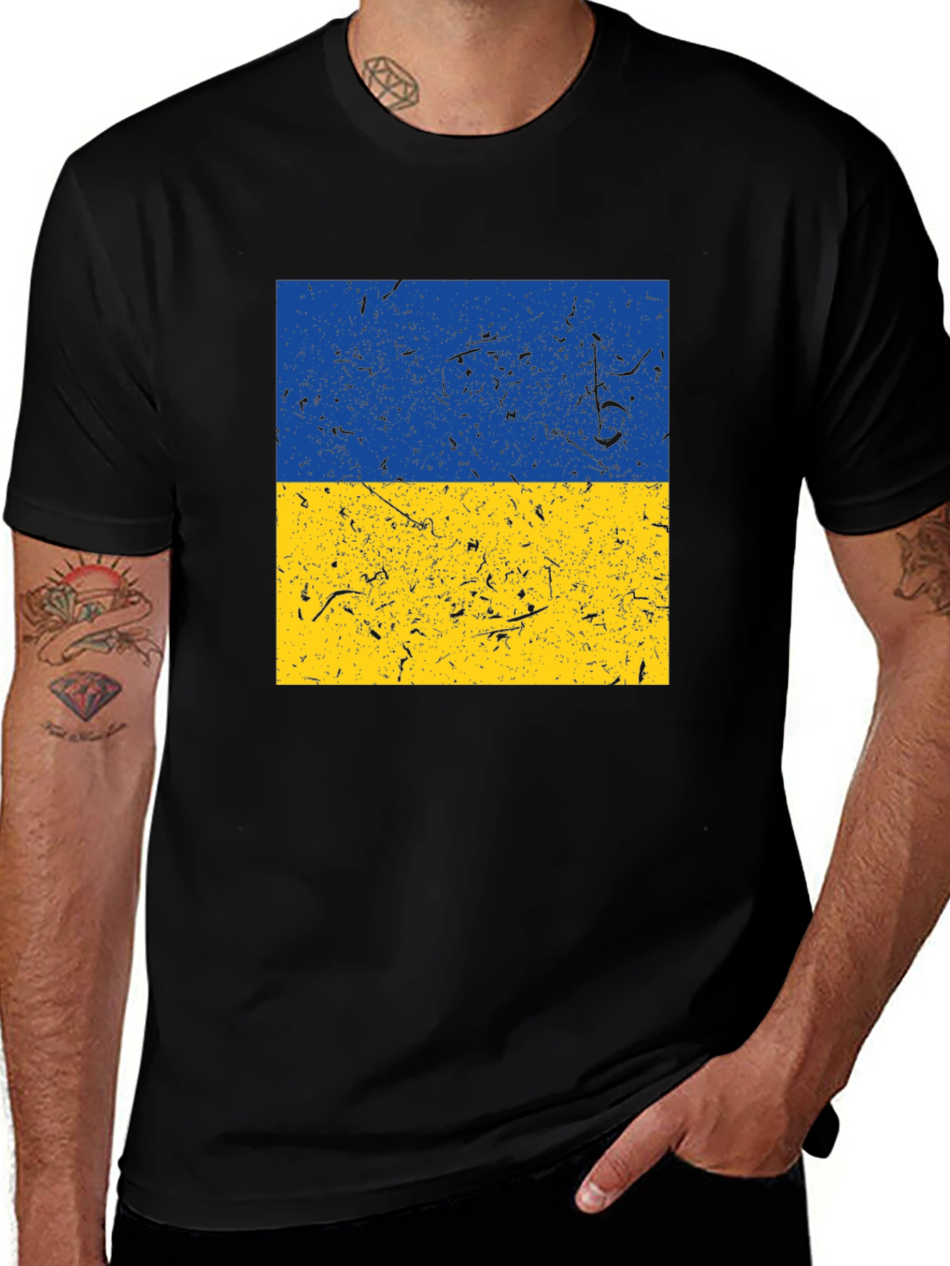 Ukraine Flag T-Shirt Distressed Design Soft Cotton Tee