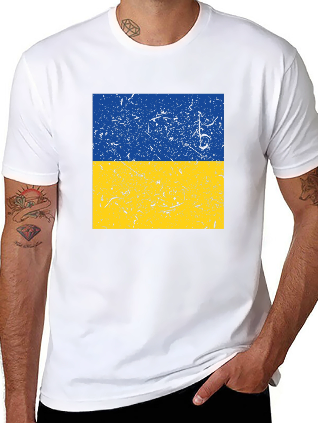 Ukraine Flag T-Shirt Distressed Design Soft Cotton Tee