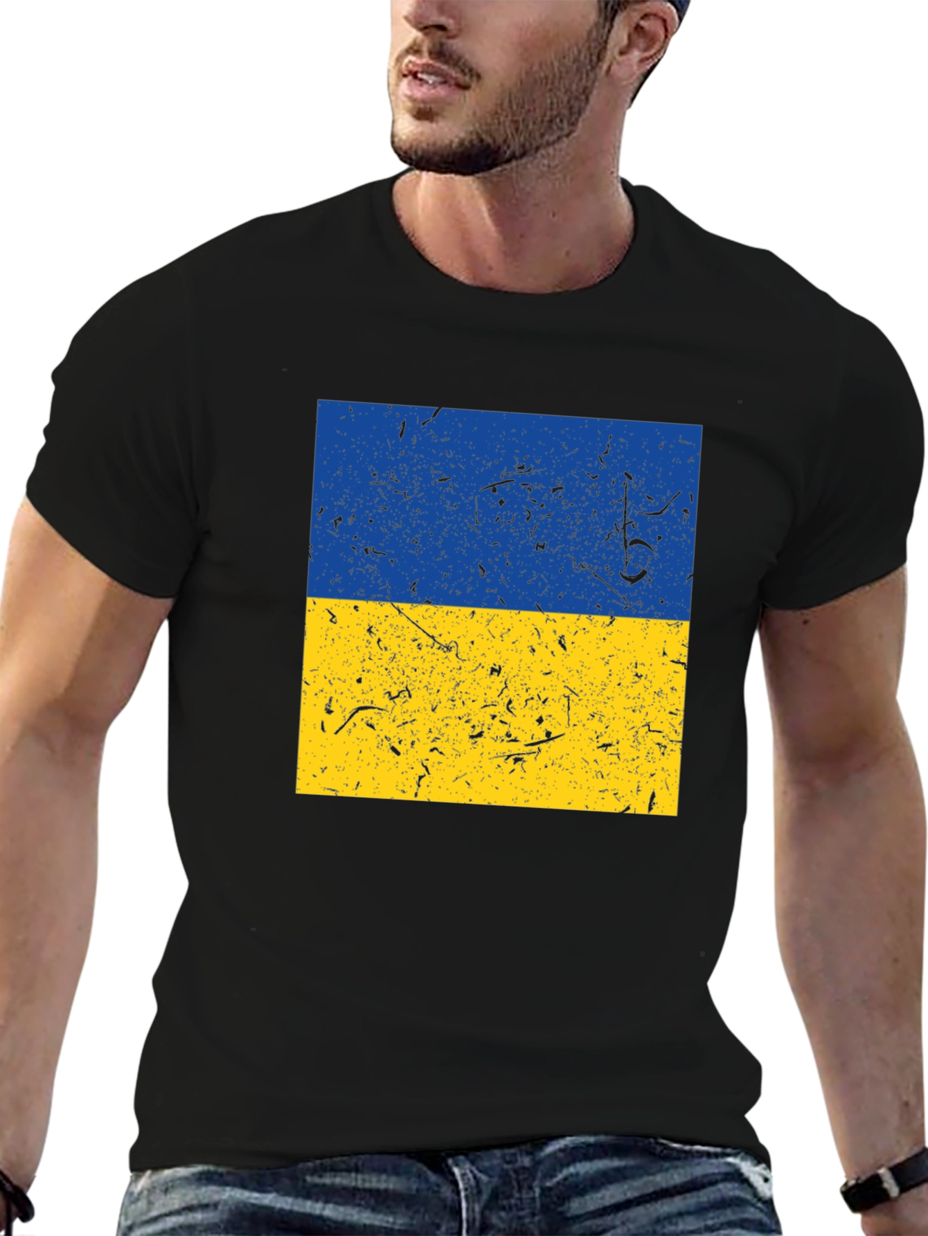 Ukraine Flag T-Shirt Distressed Design Soft Cotton Tee