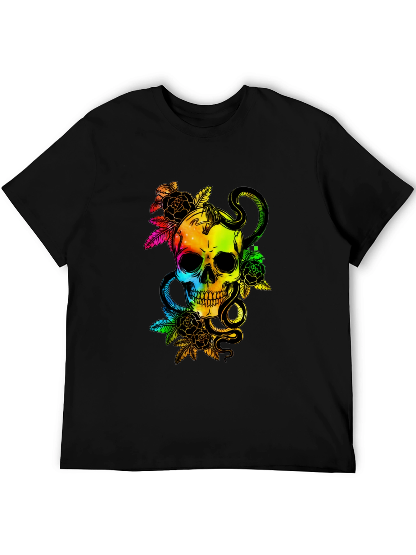 Rainbow Skull & Snake Graphic Tee