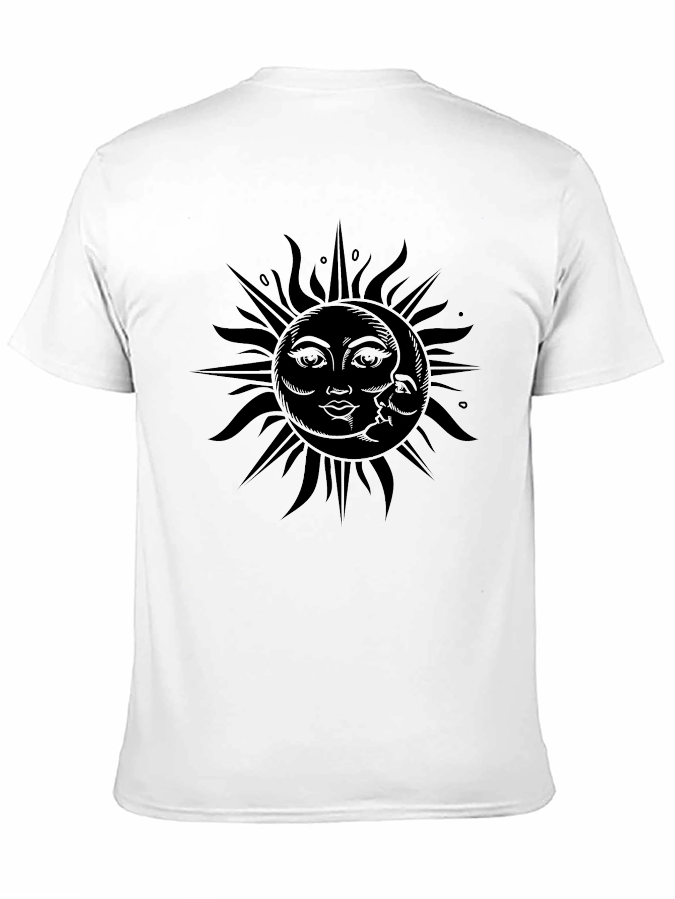 Celestial Sun and Moon Graphic Tee - Black