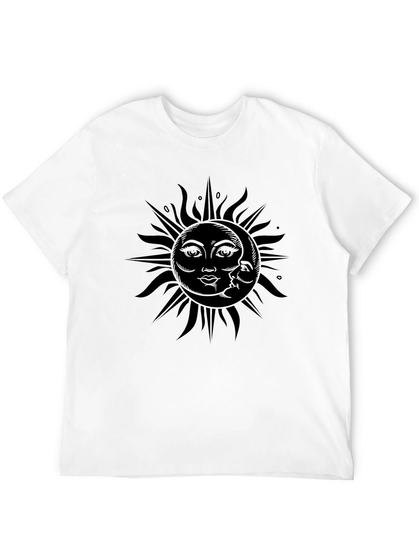 Celestial Sun and Moon Graphic Tee - Black