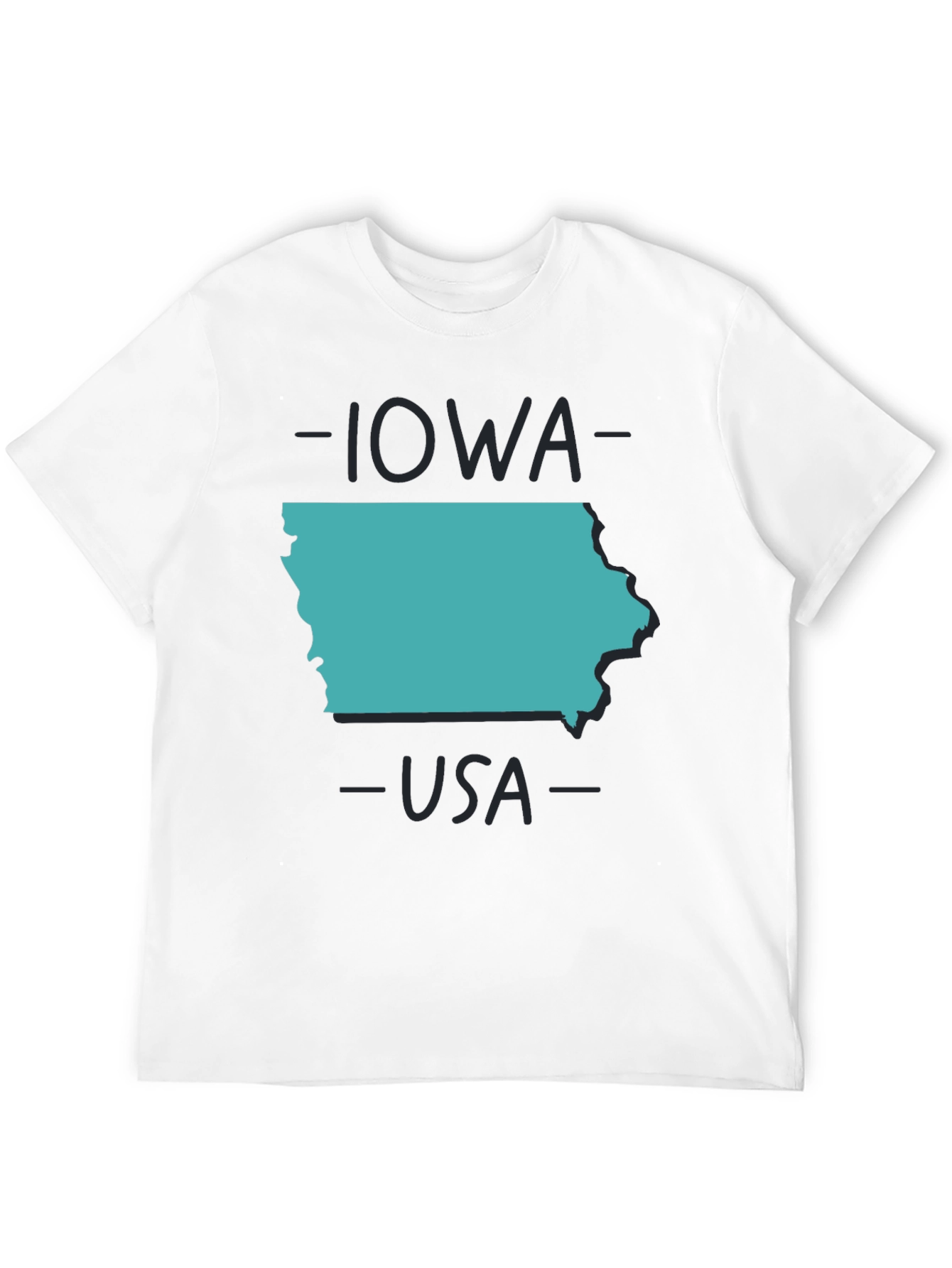 Iowa USA State Outline Graphic Tee - Black