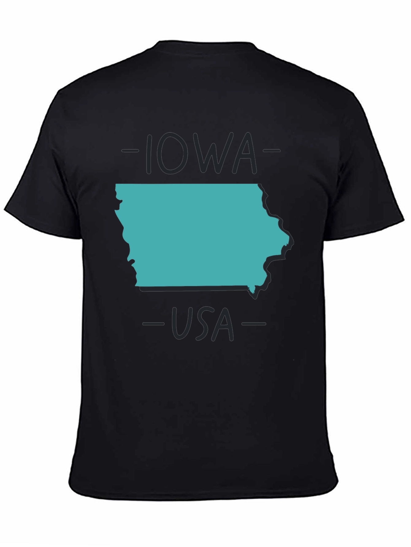 Iowa USA State Outline Graphic Tee - Black