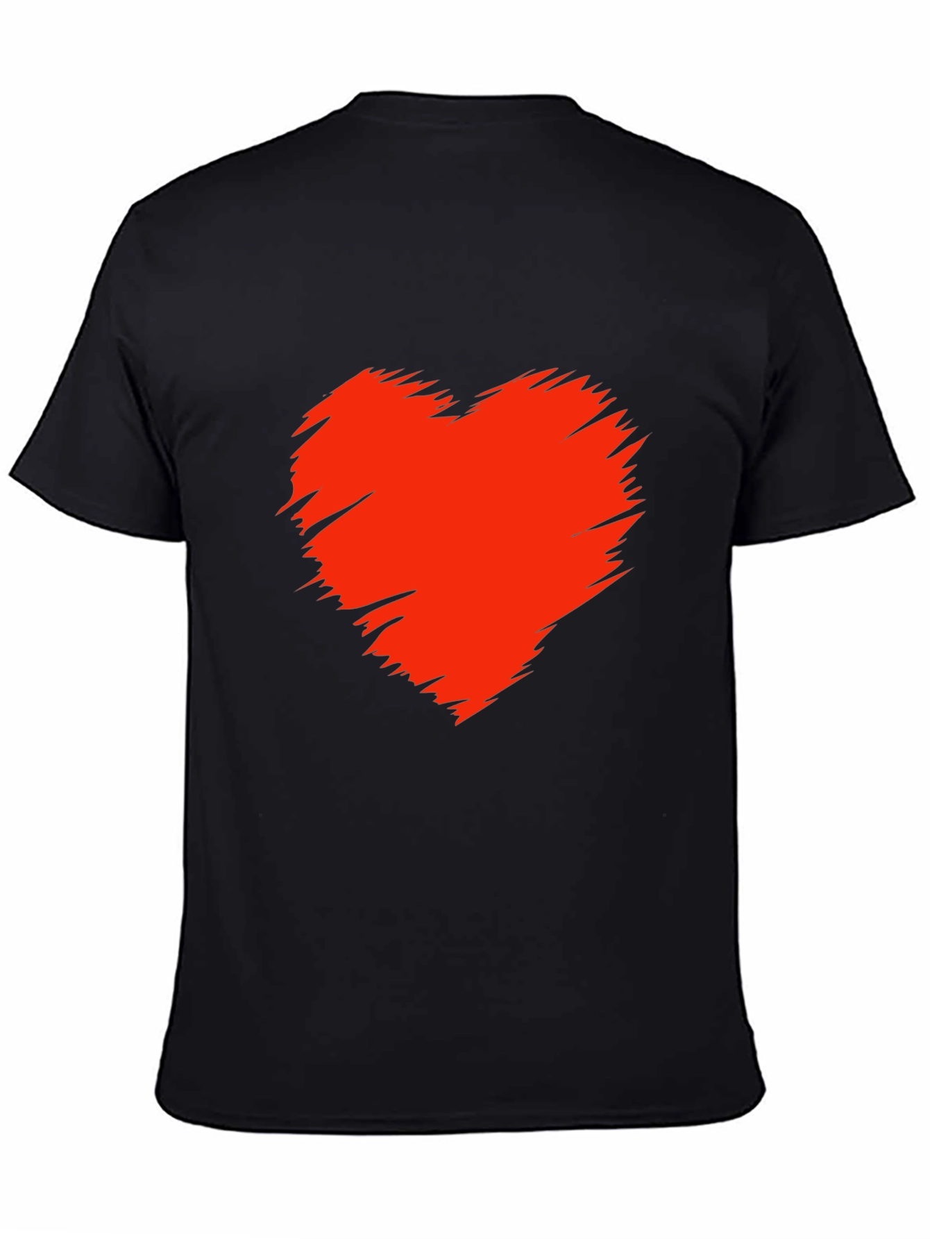 Mens Black T-Shirt with Red Heart Graphic