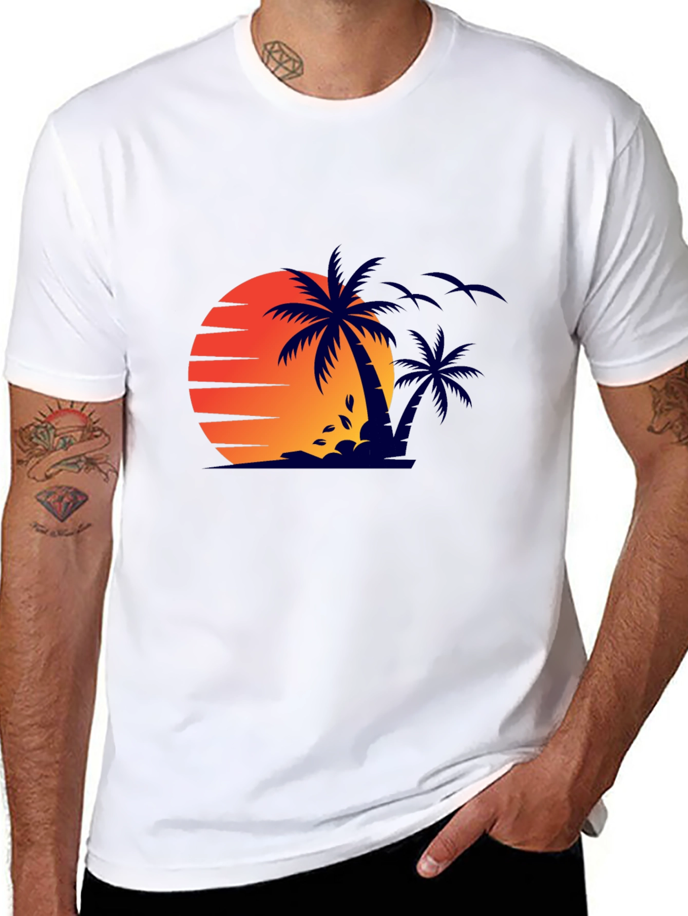 Sunset Palm Tree Graphic Tee - Stylish Summer Shirt